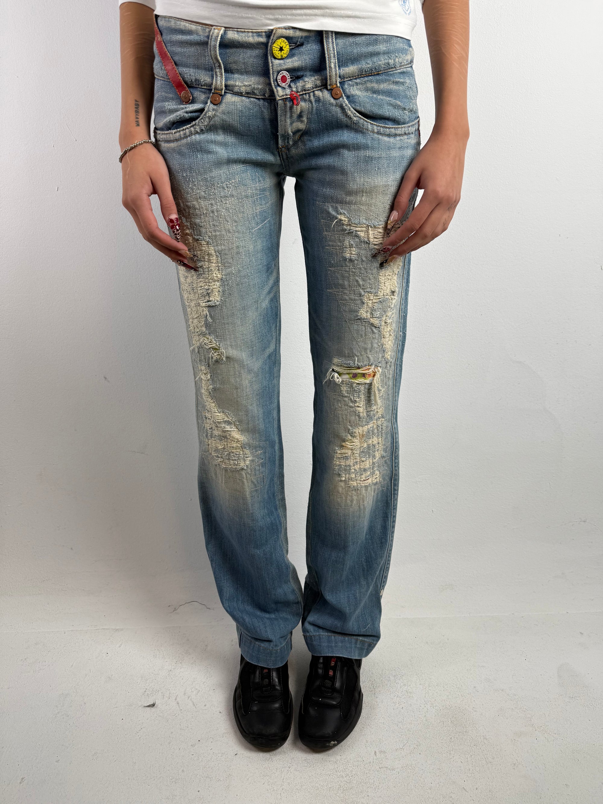 Vintage Take Two Low Waist Ripped Denim S