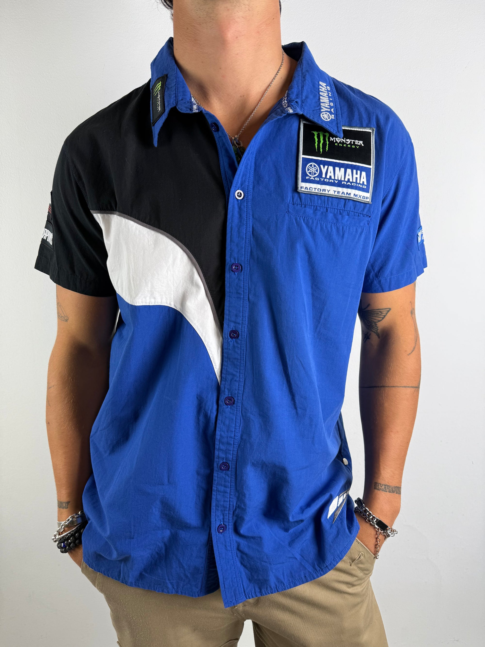 Vintage Yamaha Blue Button Up Shirt XL