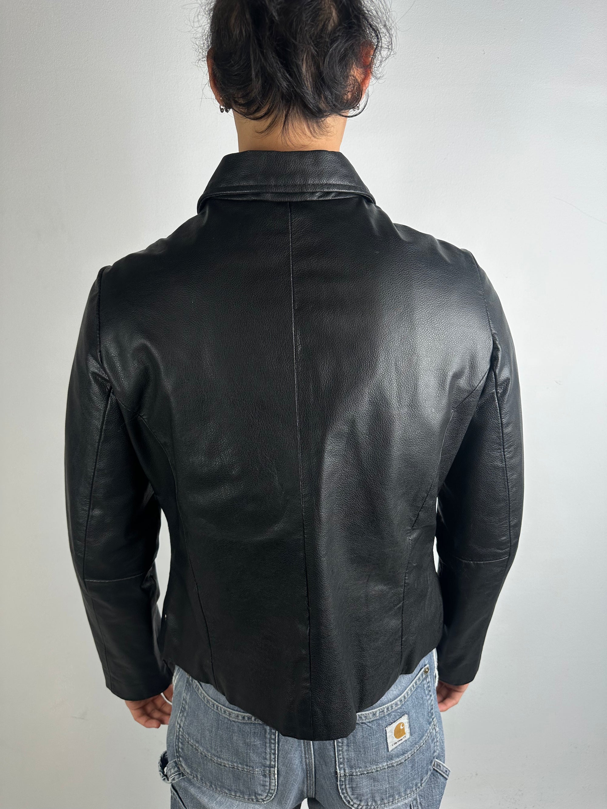Vintage Black Real Leather Jacket S/M