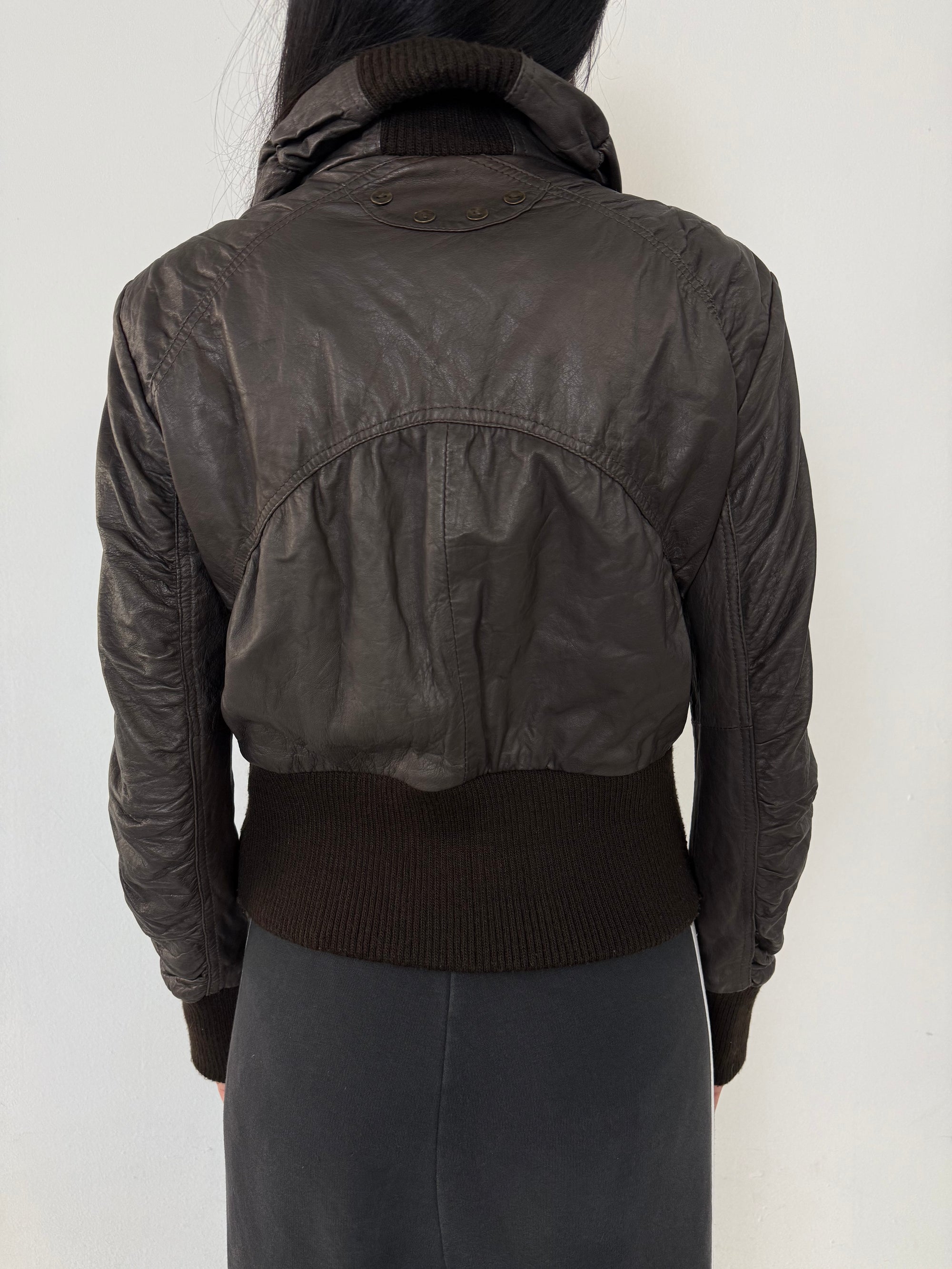 Vintage Brown Cropped Leather Jacket S