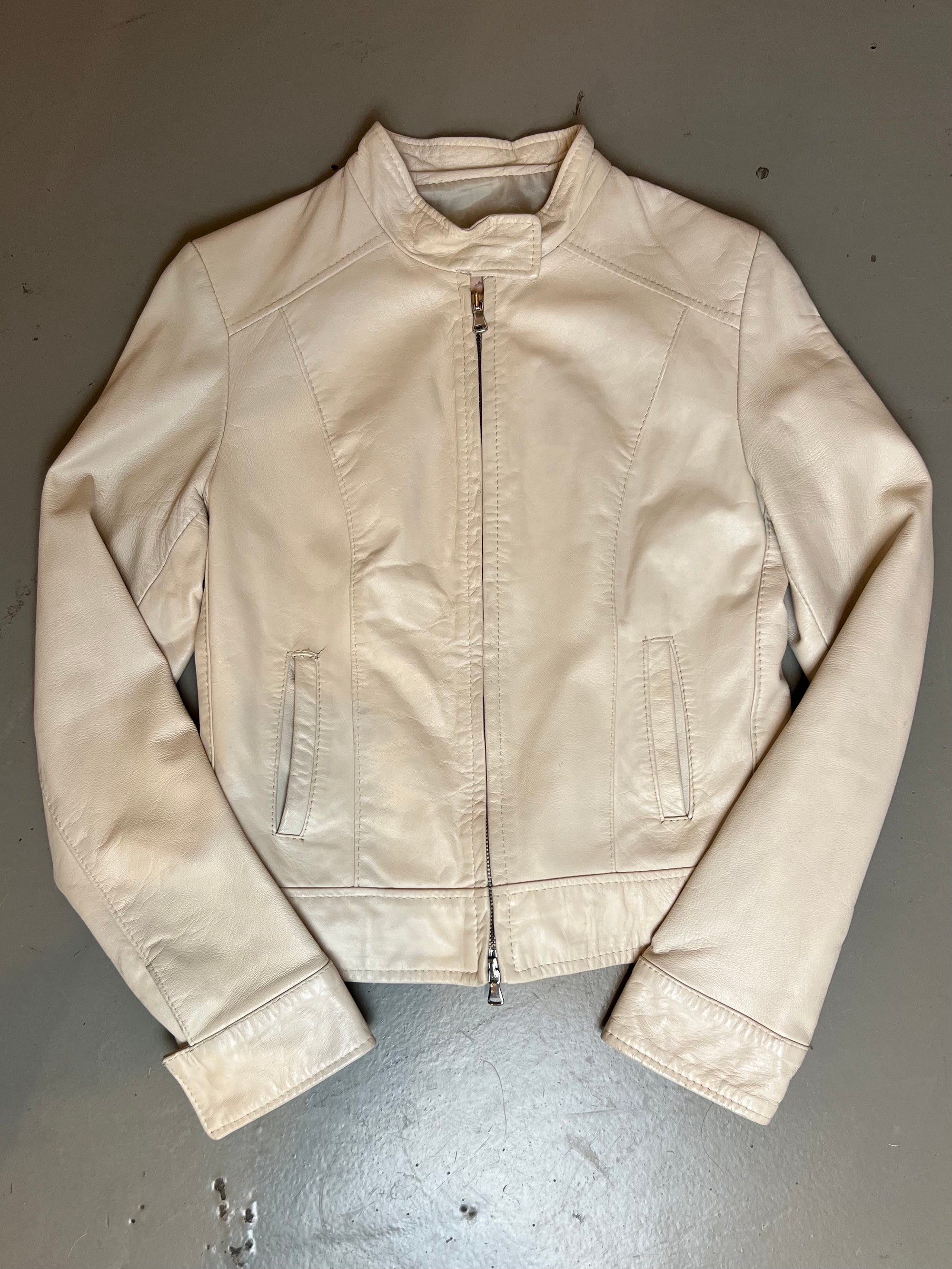 Produkt  Bild Vintage Beige Leather Jacket S von vorne