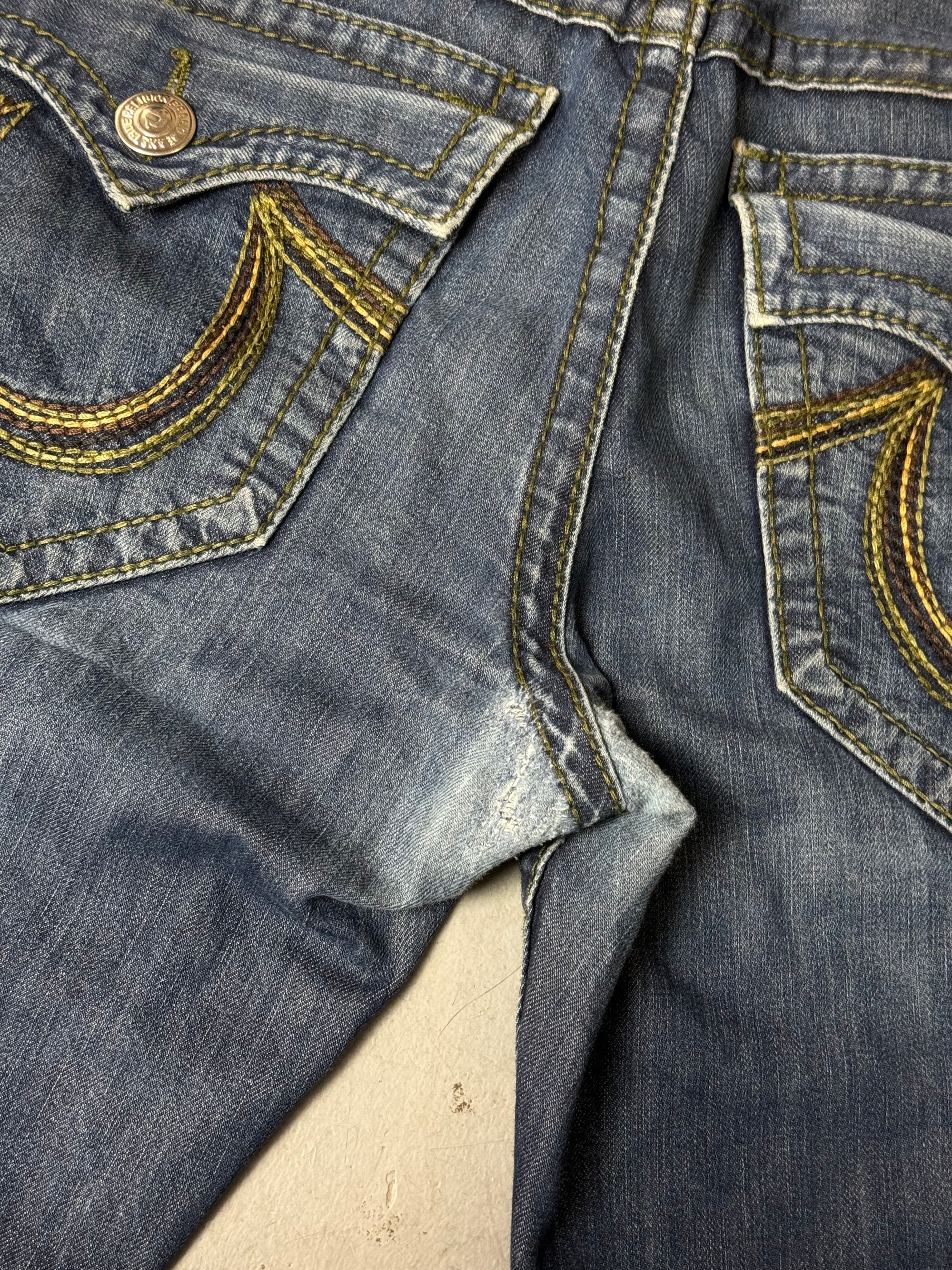 Vintage True Religion Bootcut Jeans with Green Stitching XL