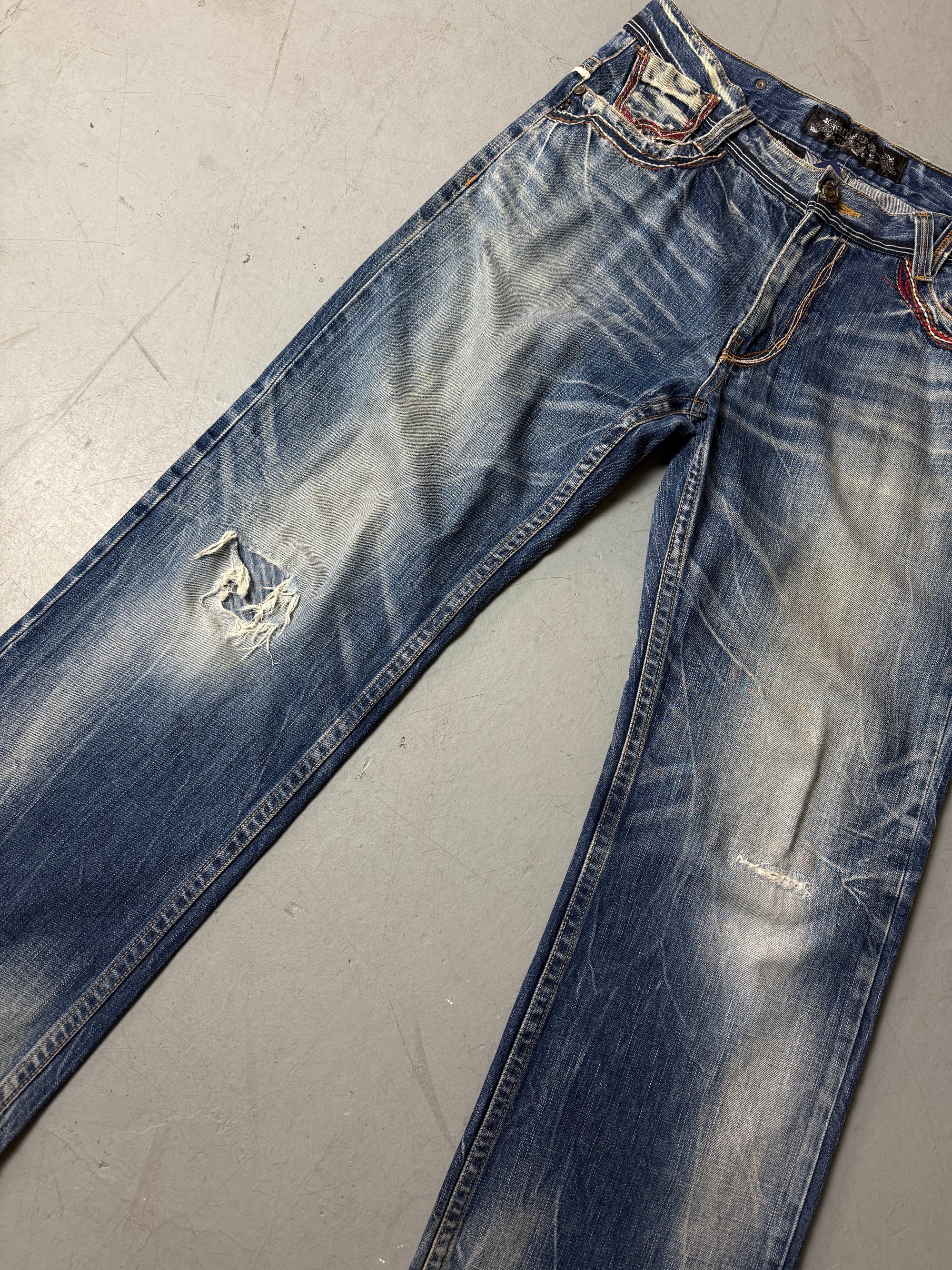 Detailbild von einer Vintage Red Pepper Baggy Straight Leg Jeans von Hosenbein