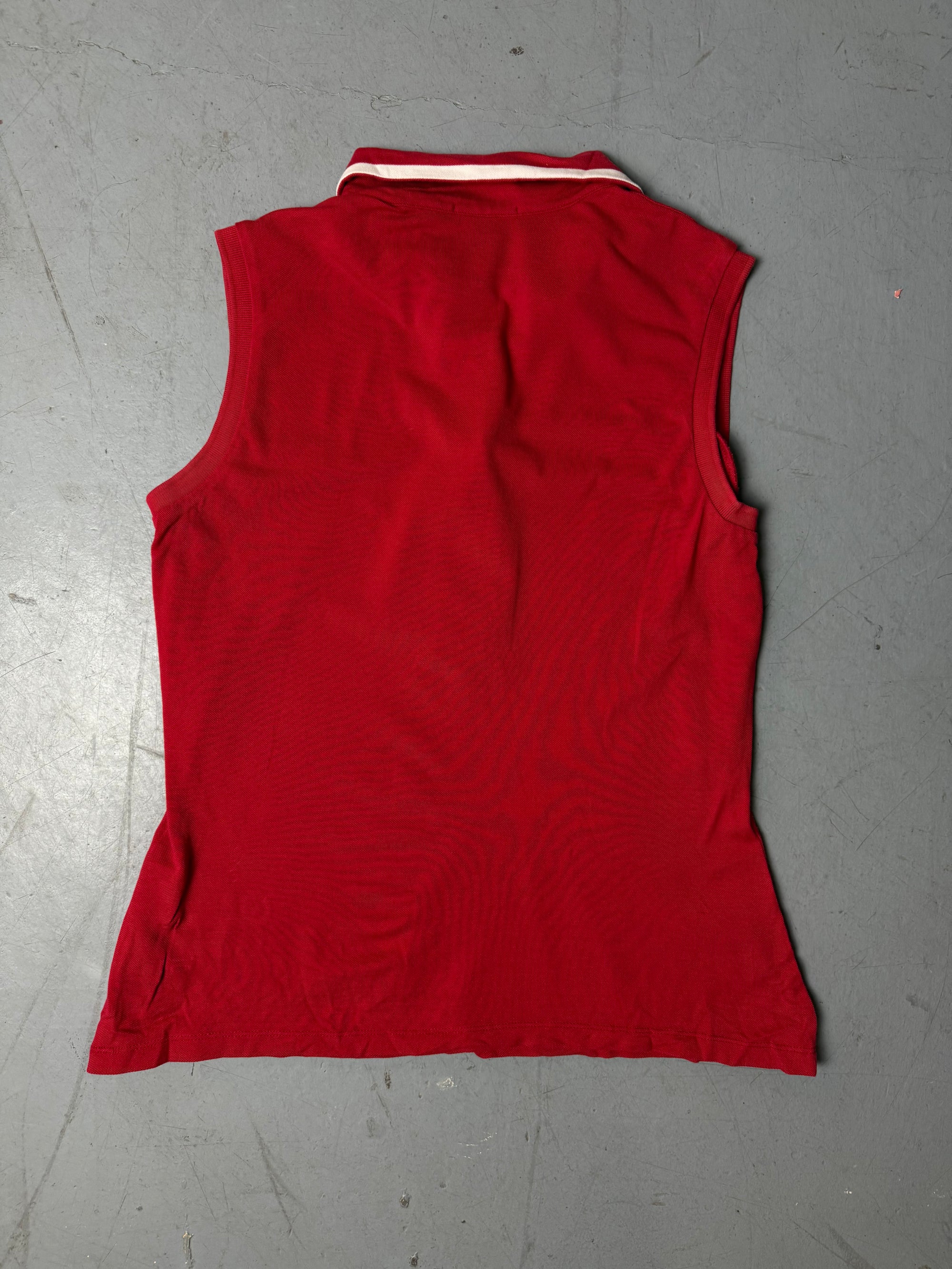 Produktbild vonVintage Moncler Sleeveless Red and White Polo S von hinten