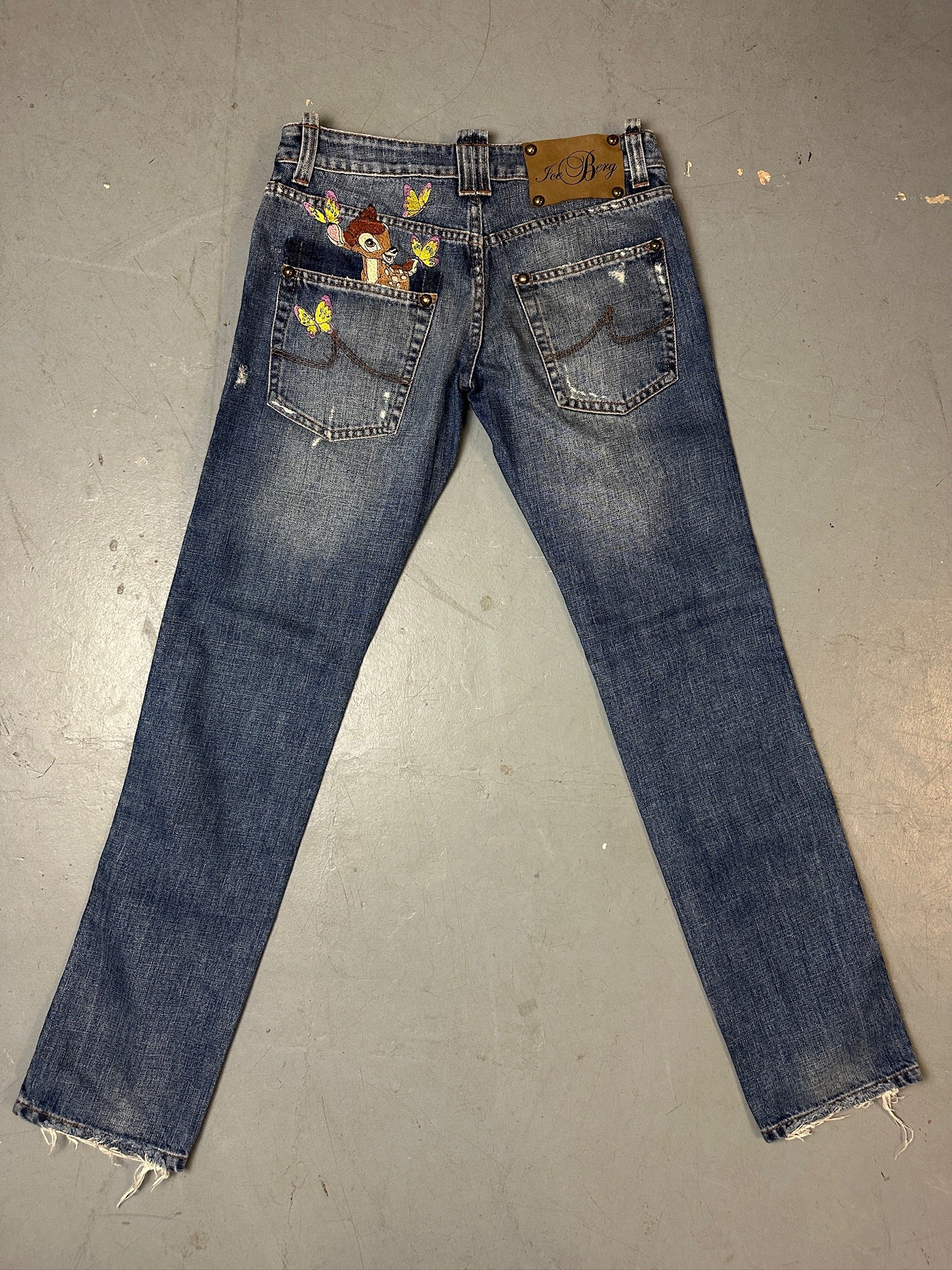 Vintage Iceberg Blue Denim Jeans with Bambi Stitching S