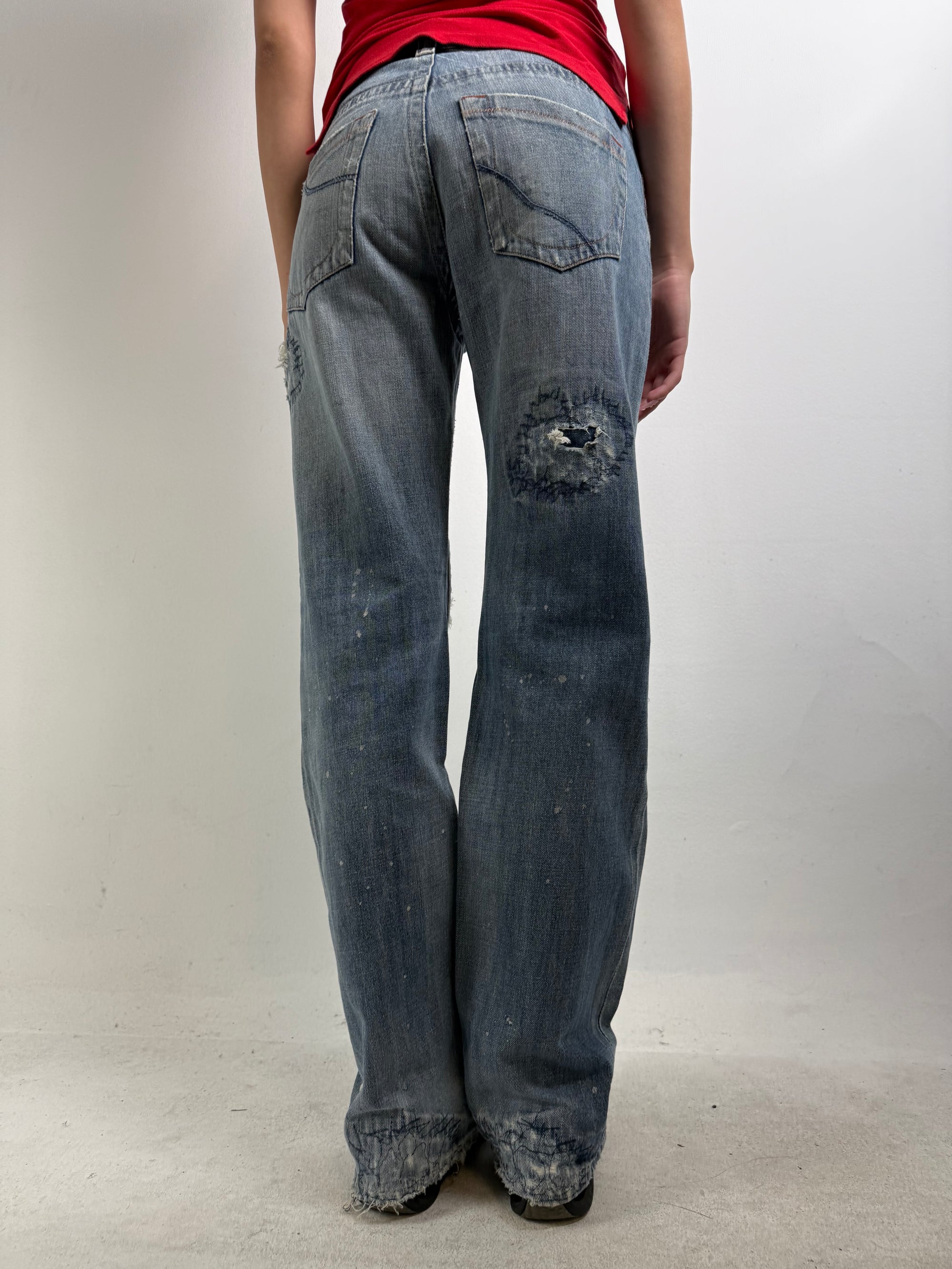 Tragebild von Vintage Big Train Ripped Bootcut Denim M von hinten