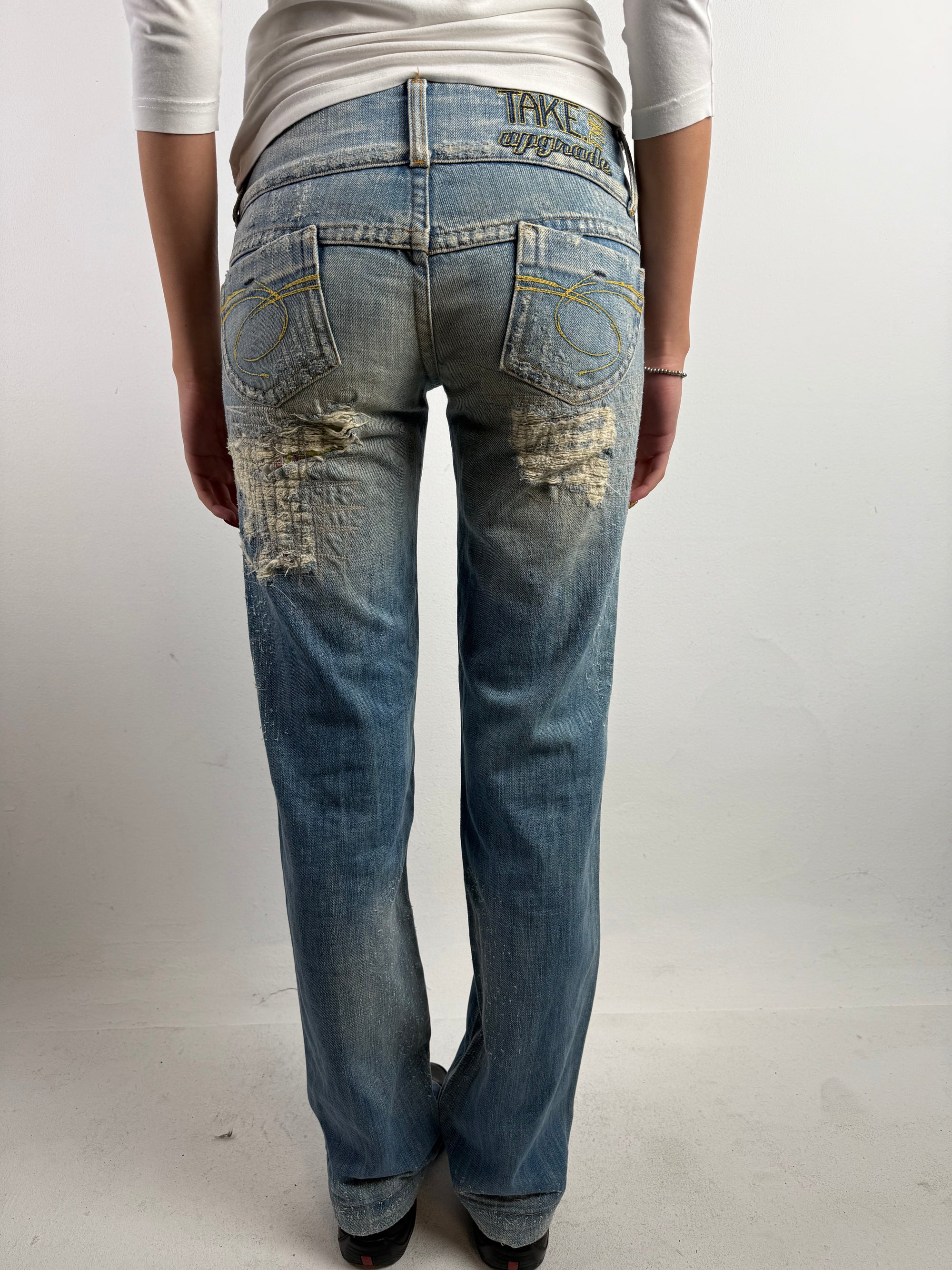 Vintage Take Two Low Waist Ripped Denim S