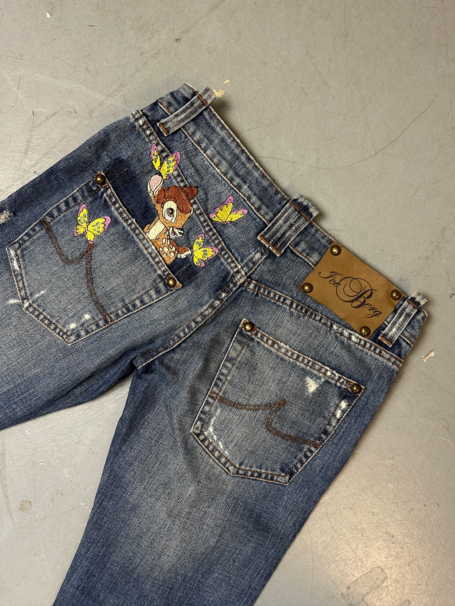 Vintage Iceberg Blue Denim Jeans with Bambi Stitching S