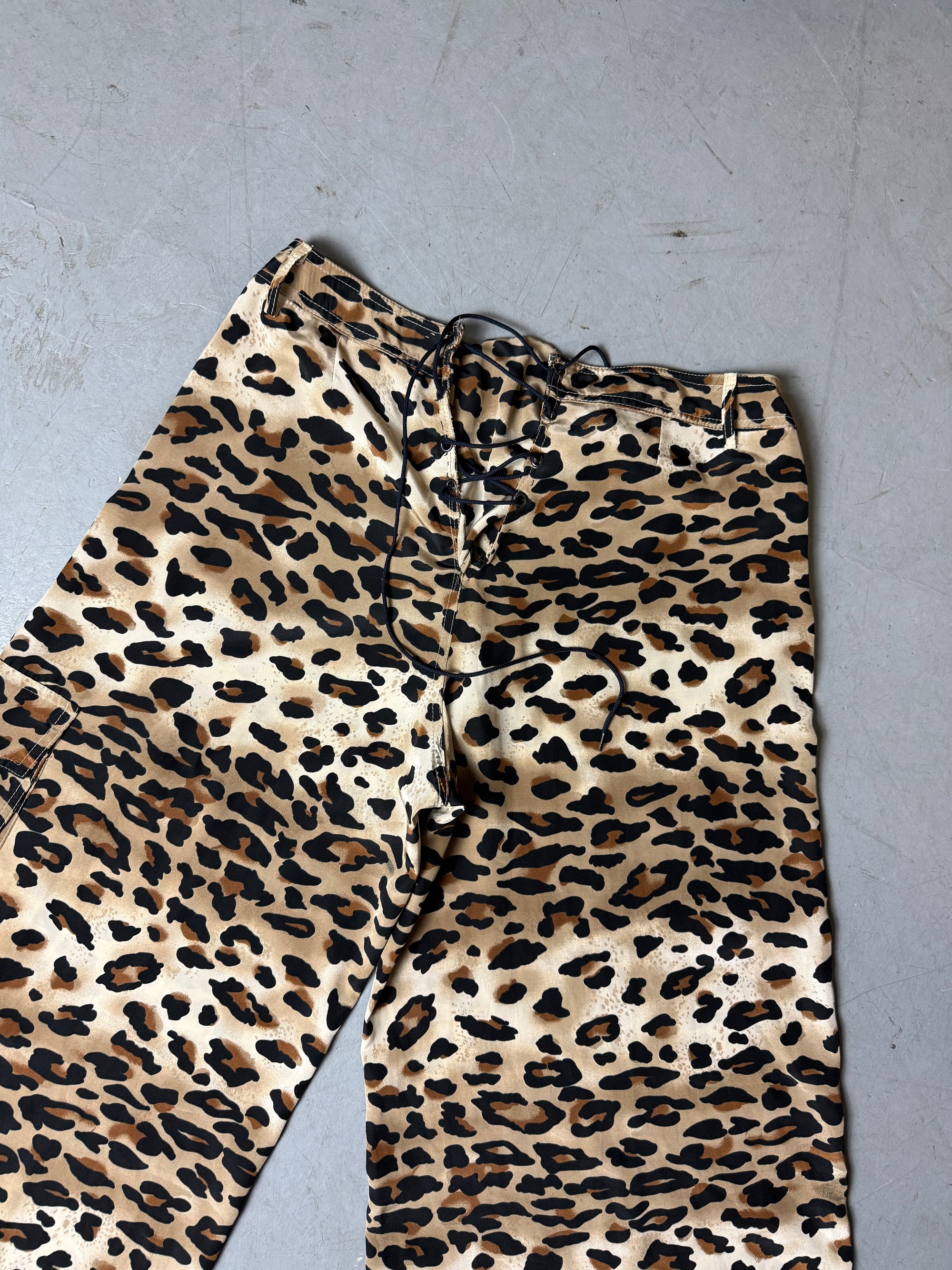 Vintage Leo Print Wide Leg Pants M/L