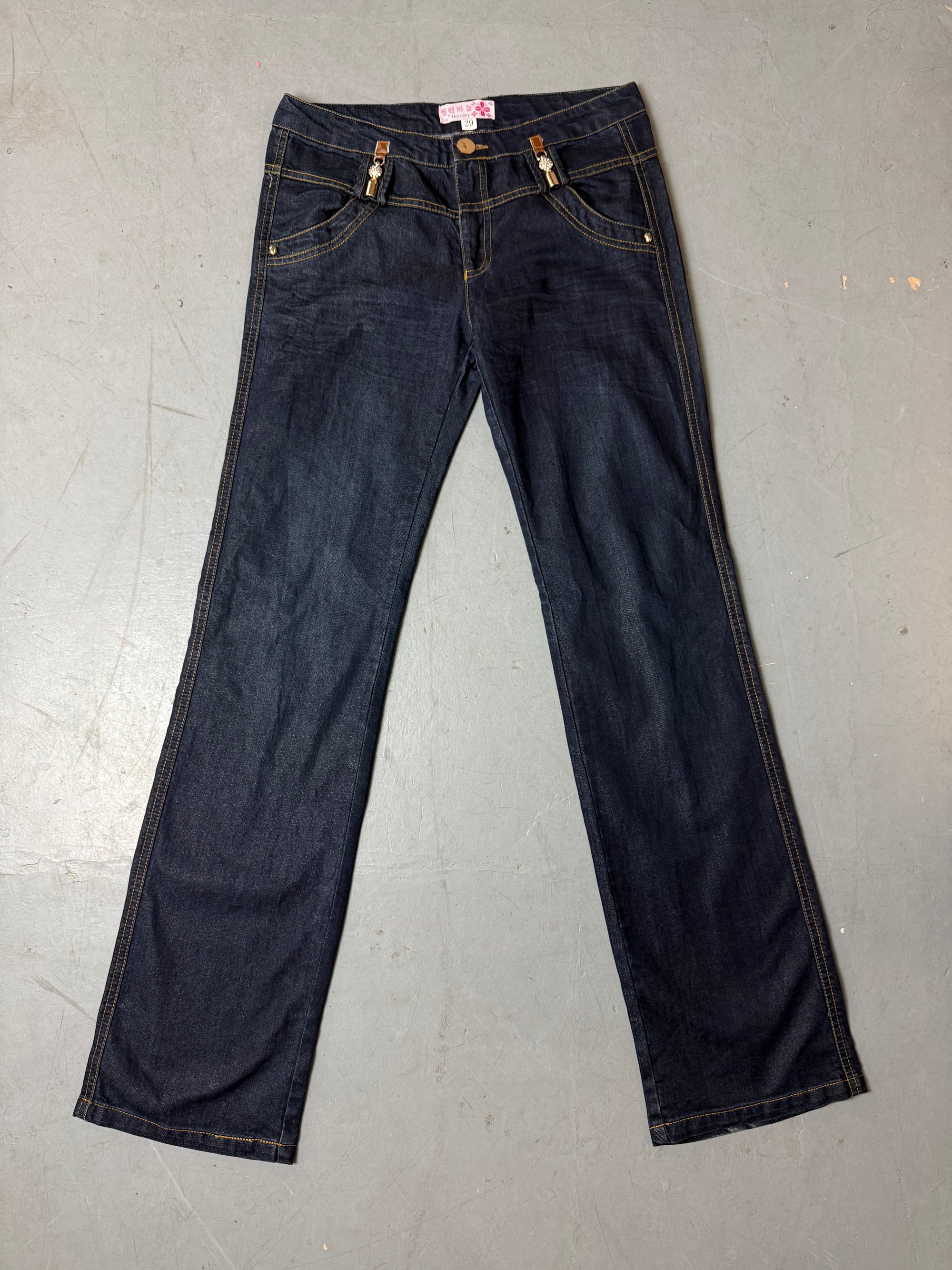Produktbild von einer Vintage Helen Sky Dark Blue Bootcut Denim with Glitter Charms von vorne