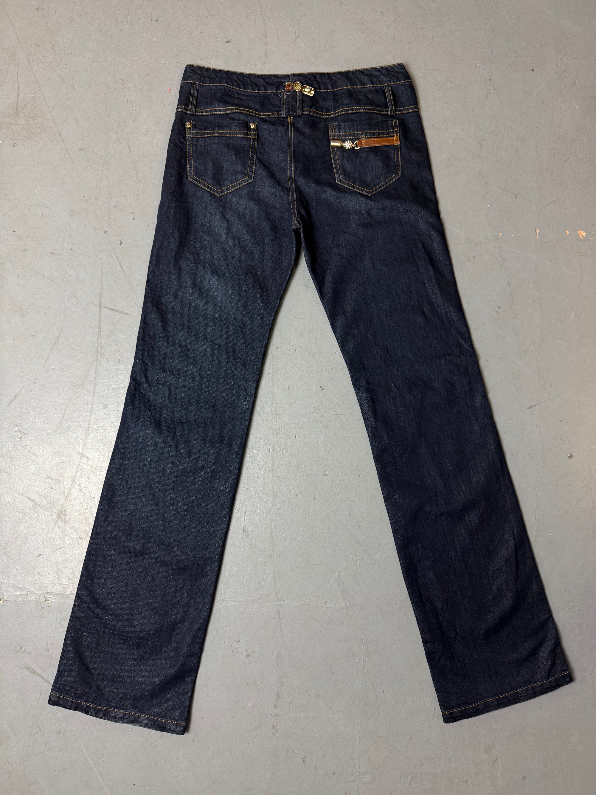 Produktbild von einer Vintage Helen Sky Dark Blue Bootcut Denim with Glitter Charms von hinten
