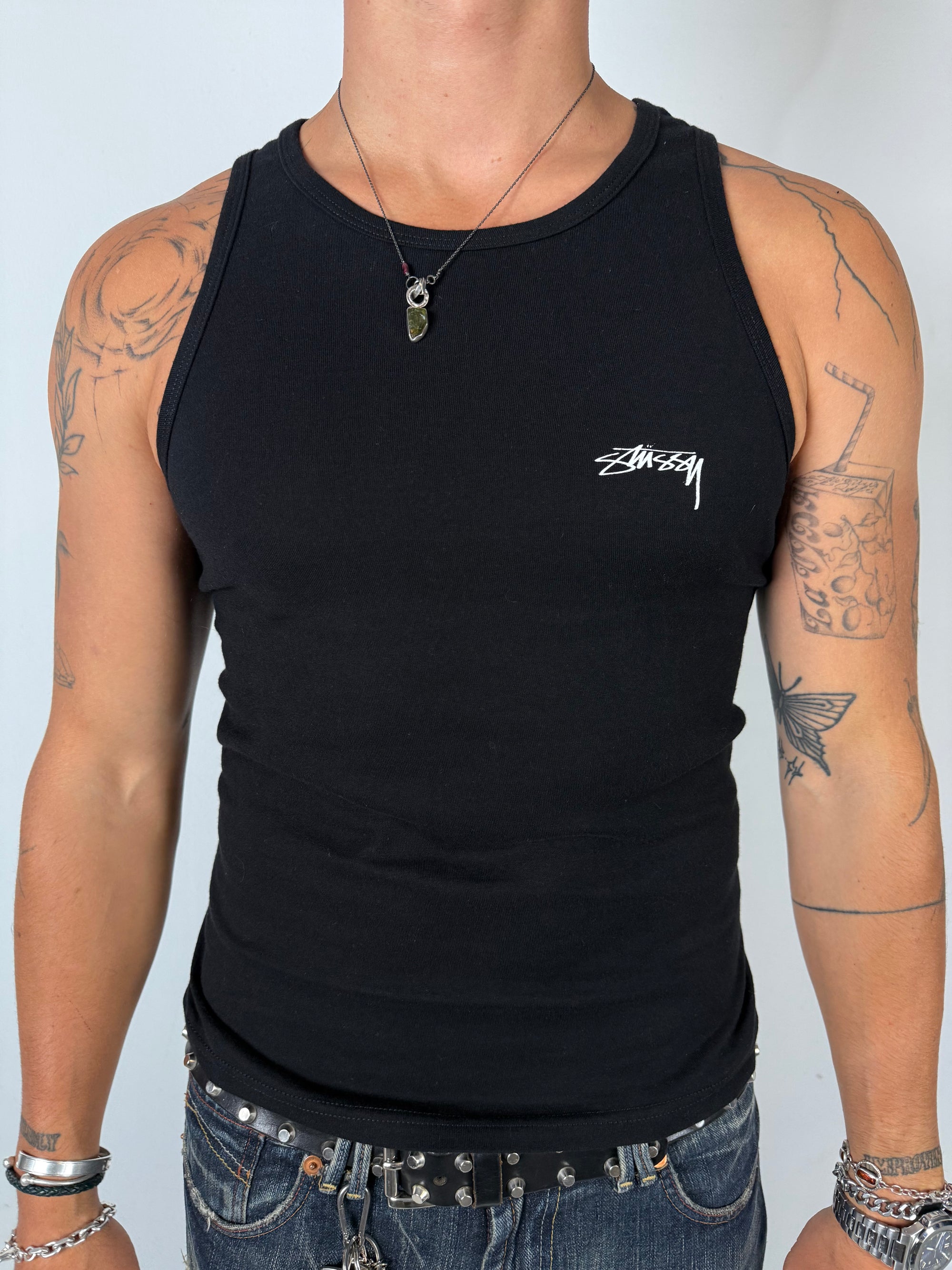 Vintage Stüssy Black Parrot Tank Top M