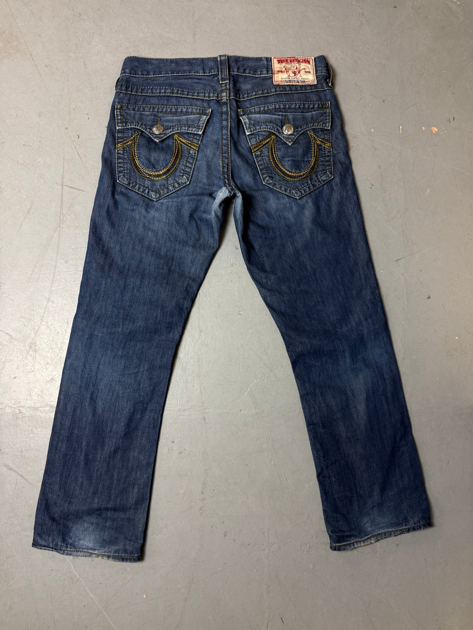 Vintage True Religion Bootcut Jeans with Green Stitching XL