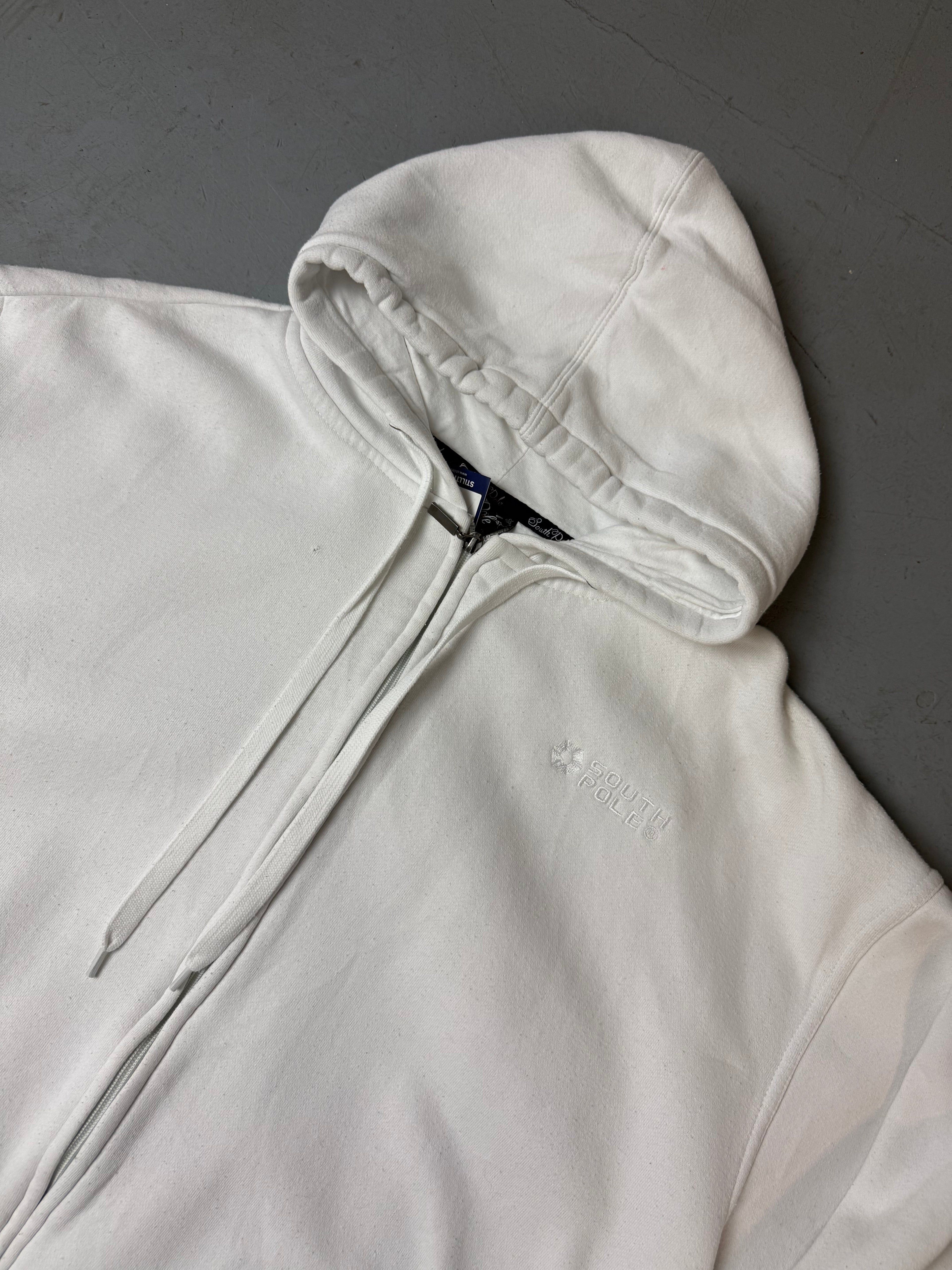 Detailbild von Vintage South Pole White Zip Up Hoodie XL von vorne