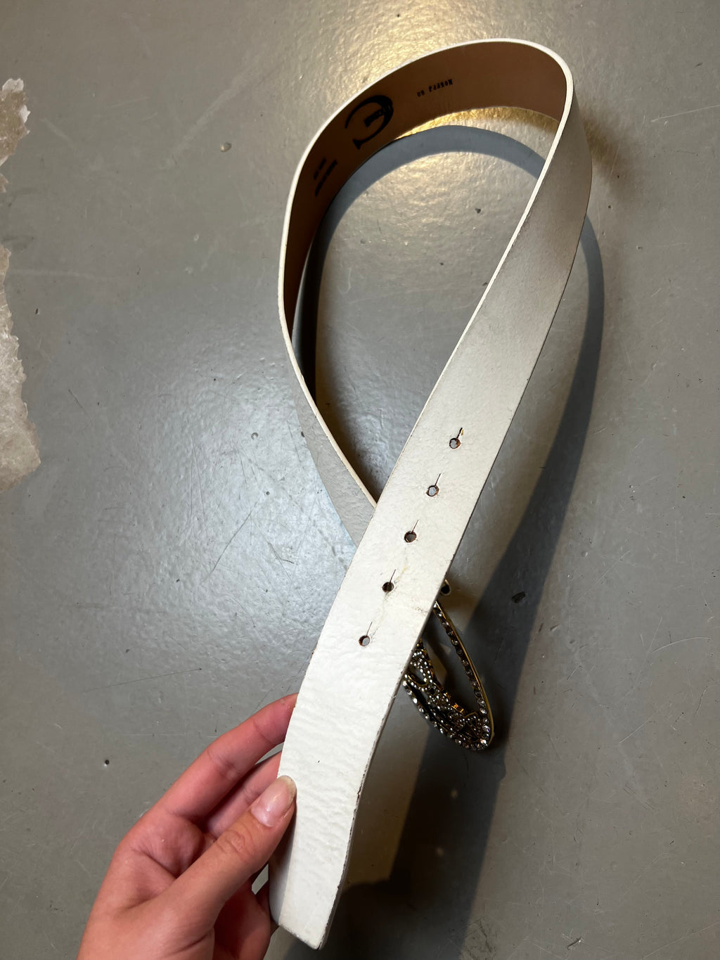 Vintage JustCavalli White Belt with Gold Buckle
