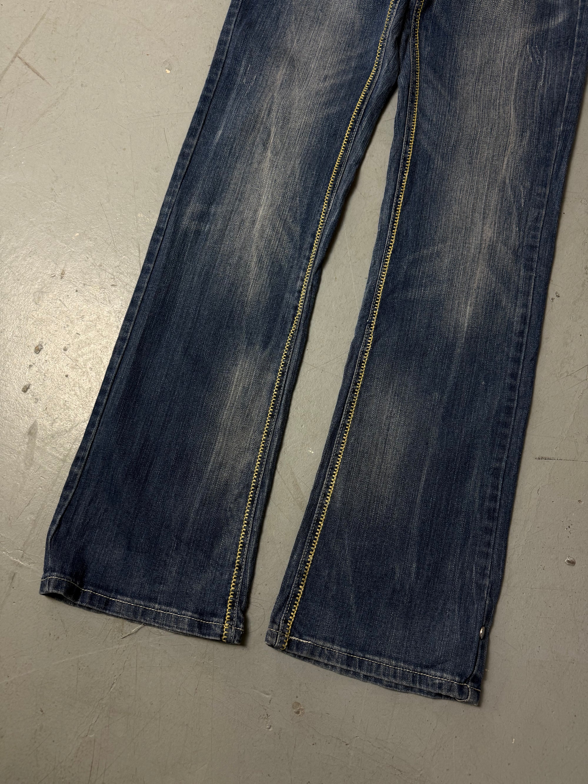 Vintage Petrol Low Waist Denim with Back Print S