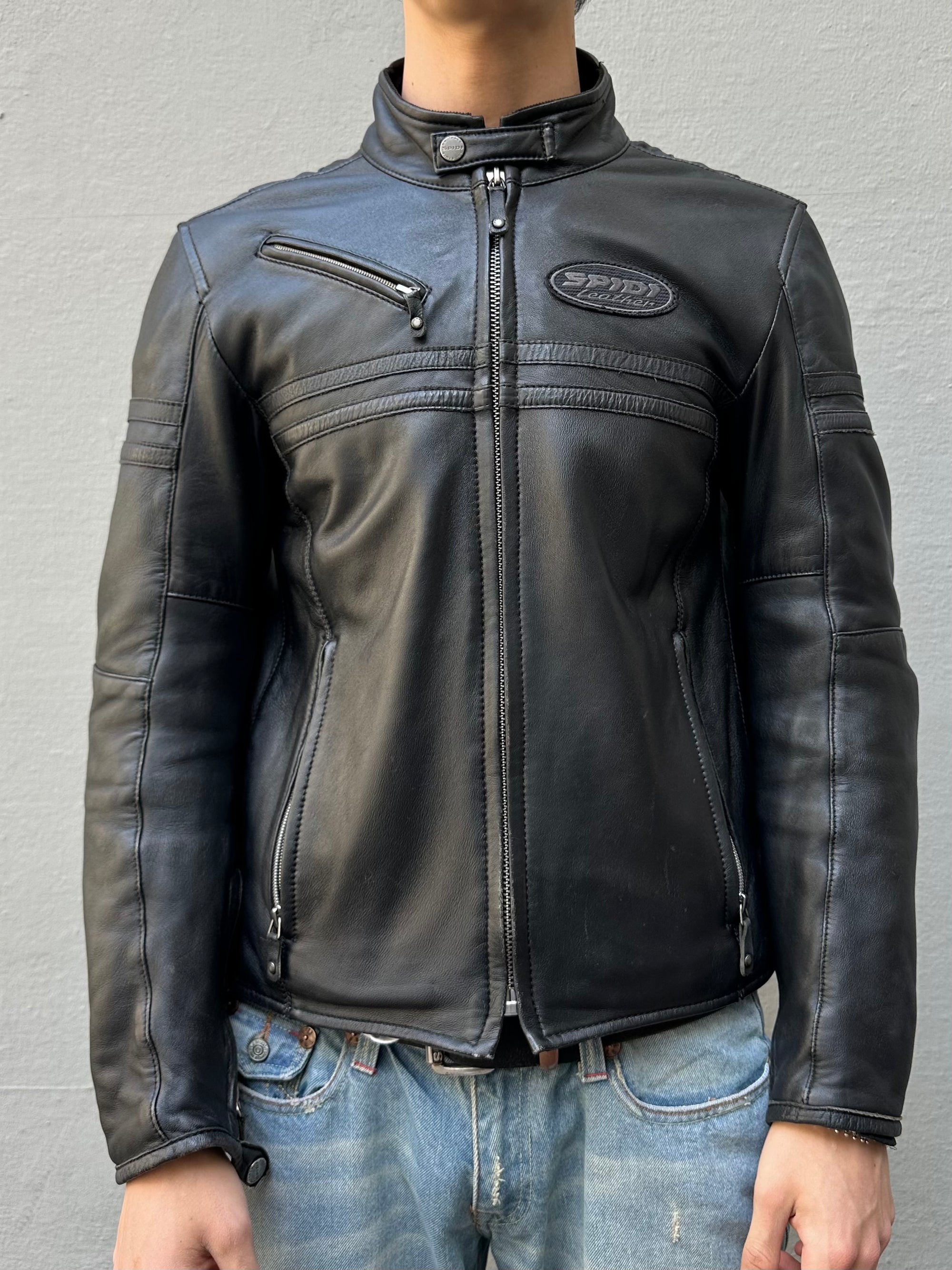 Vintage Black Leather Biker Jacket M