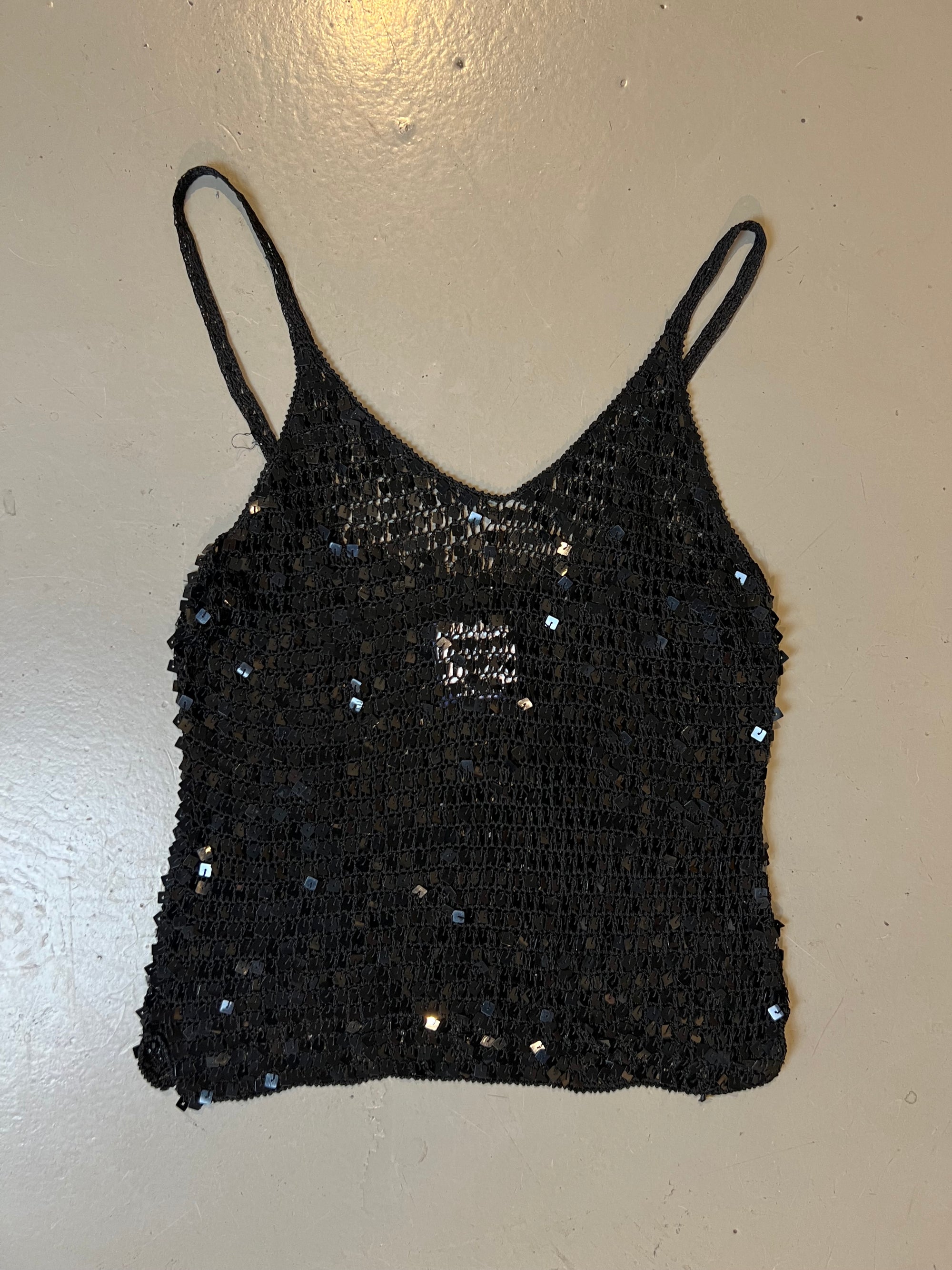 Vintage Y2K Black Glitter Top S/M