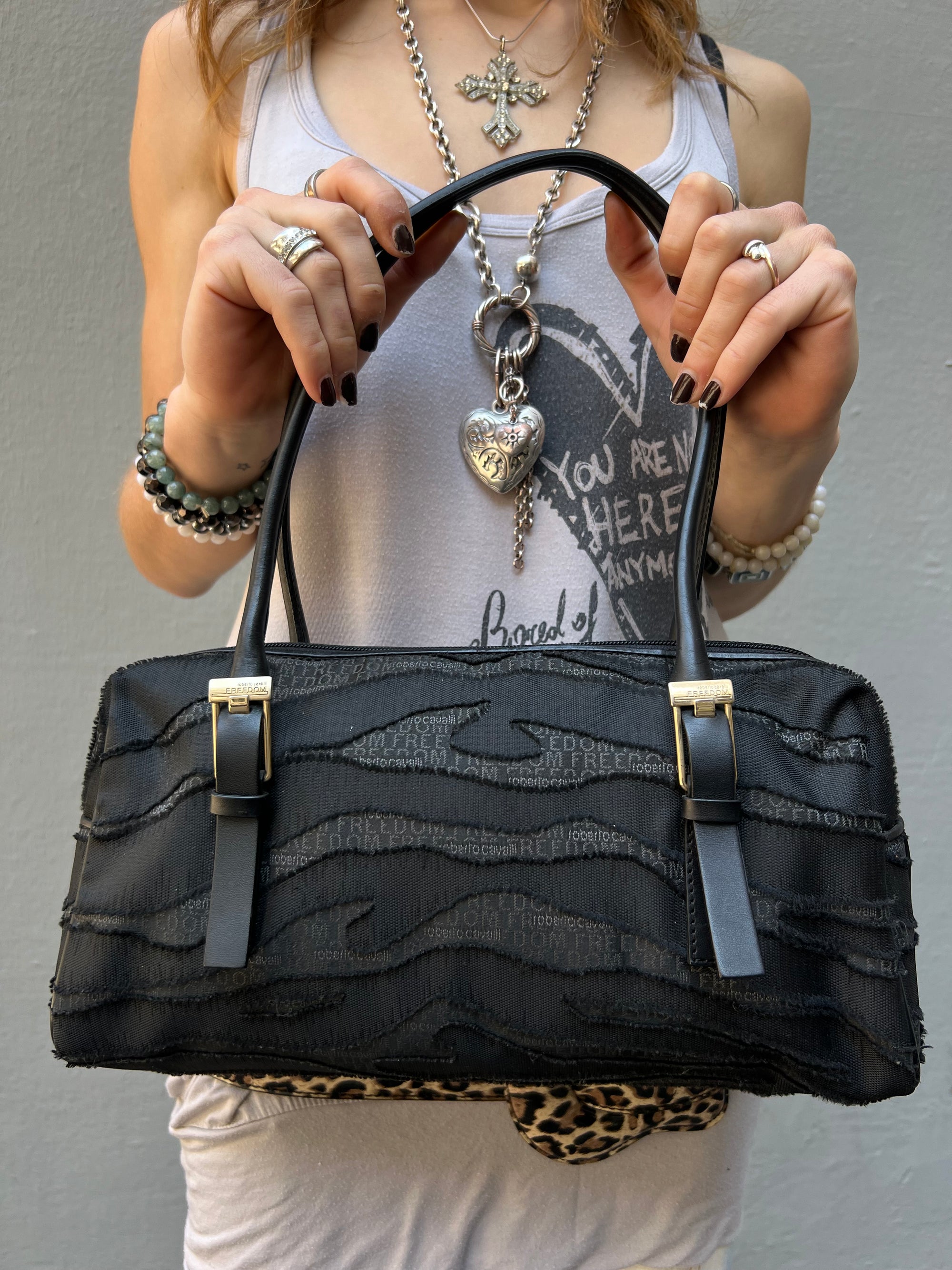 Vintage Roberto Cavalli Freedom All Black Bag