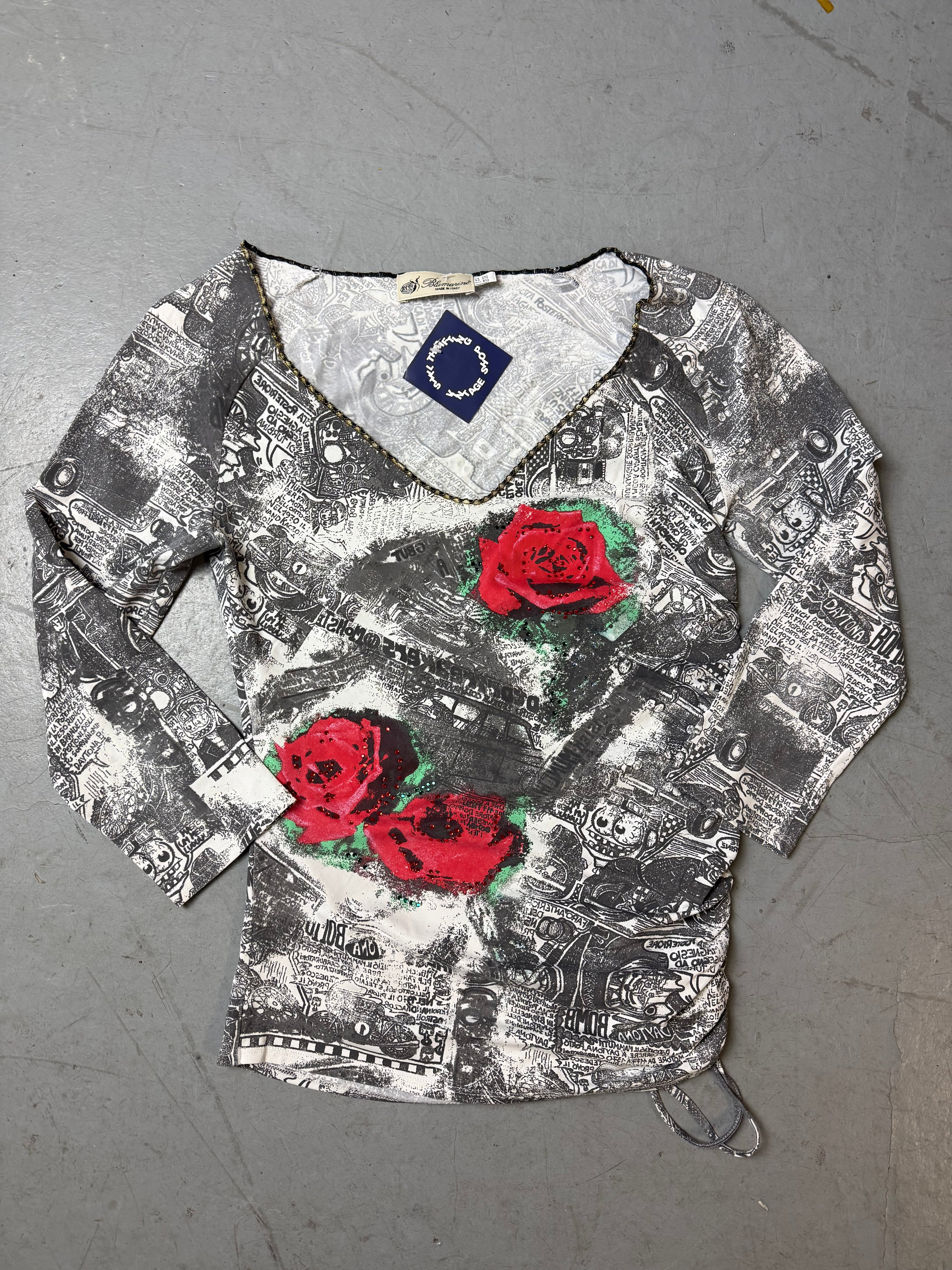 Vintage Blumarine Printed Half Sleeve Top M