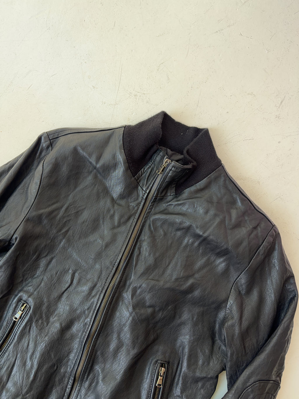 Vintage Schwarze Leder Jacke (M)
