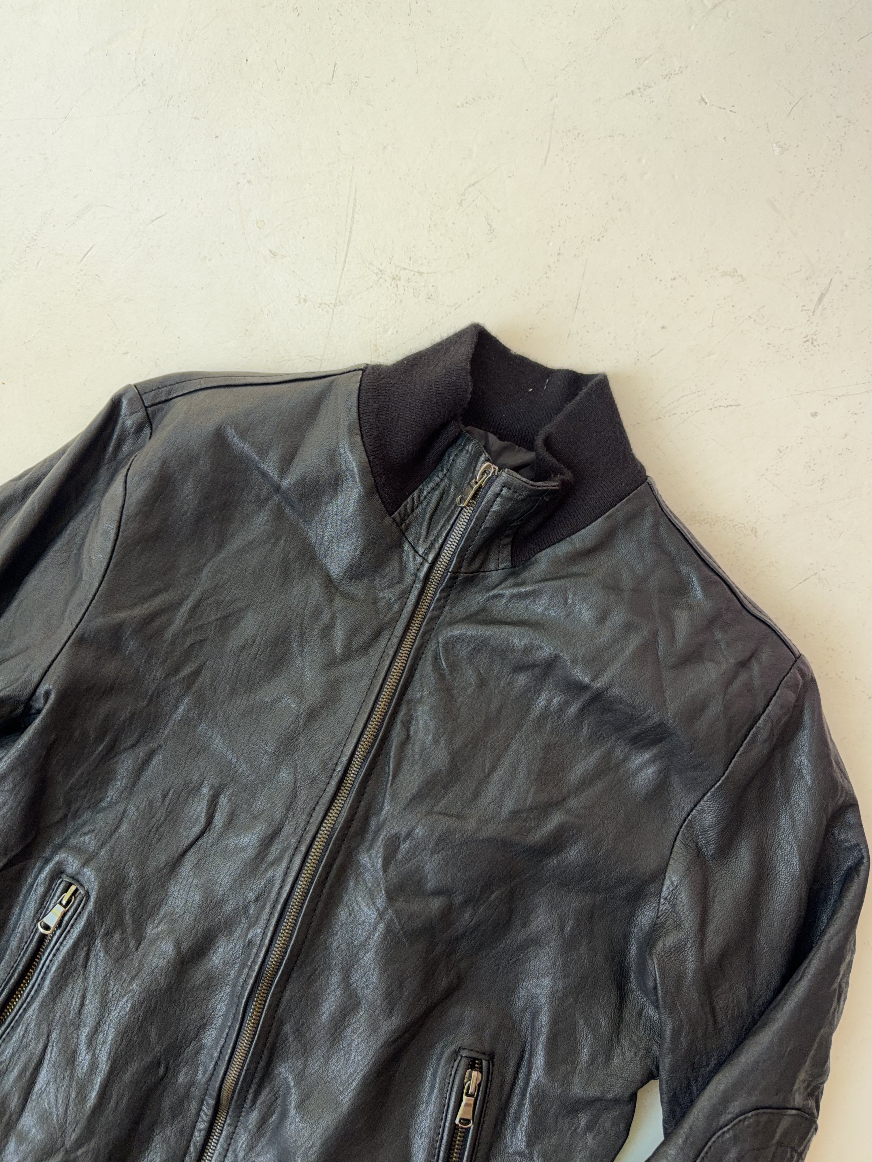 Vintage Schwarze Leder Jacke (M)