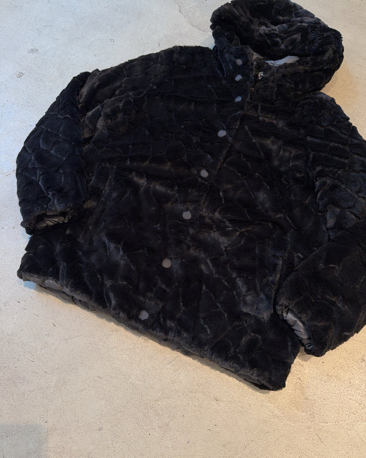 Vintage Faux Fur Hooded Jacke (L)