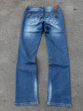 Y2K Laguna Beach „Hermosa Beach“ Light Blue Mid Waist Denim für Damen. Y2K 2000s Fashion