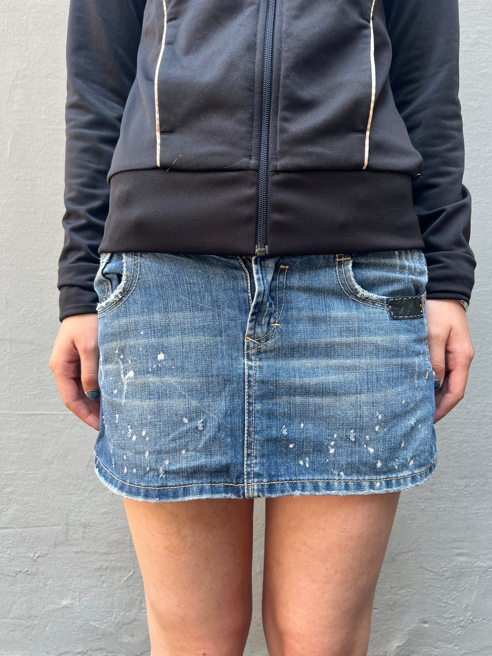 Vintage Bloom Denim Mini Skirt S
