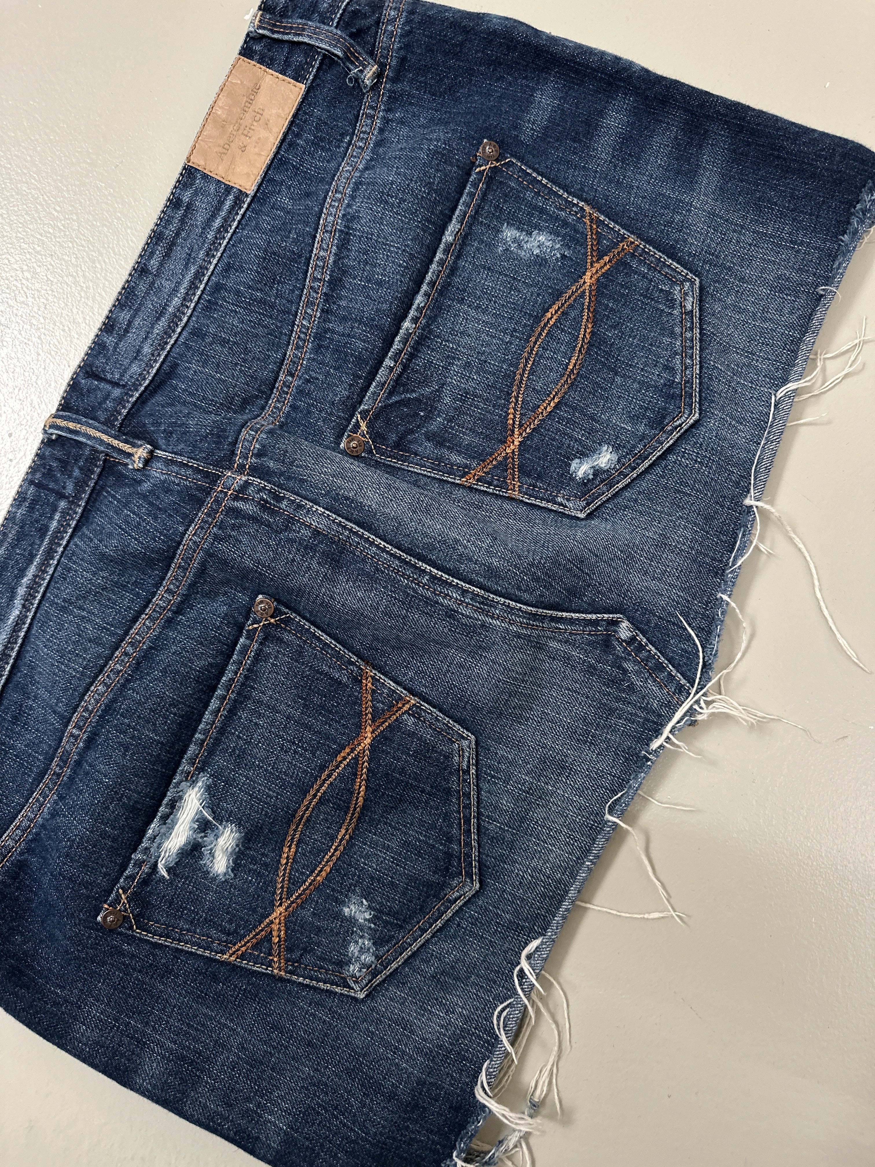 Vintage Abercrombie Ripped Denim Mini Skirt XL