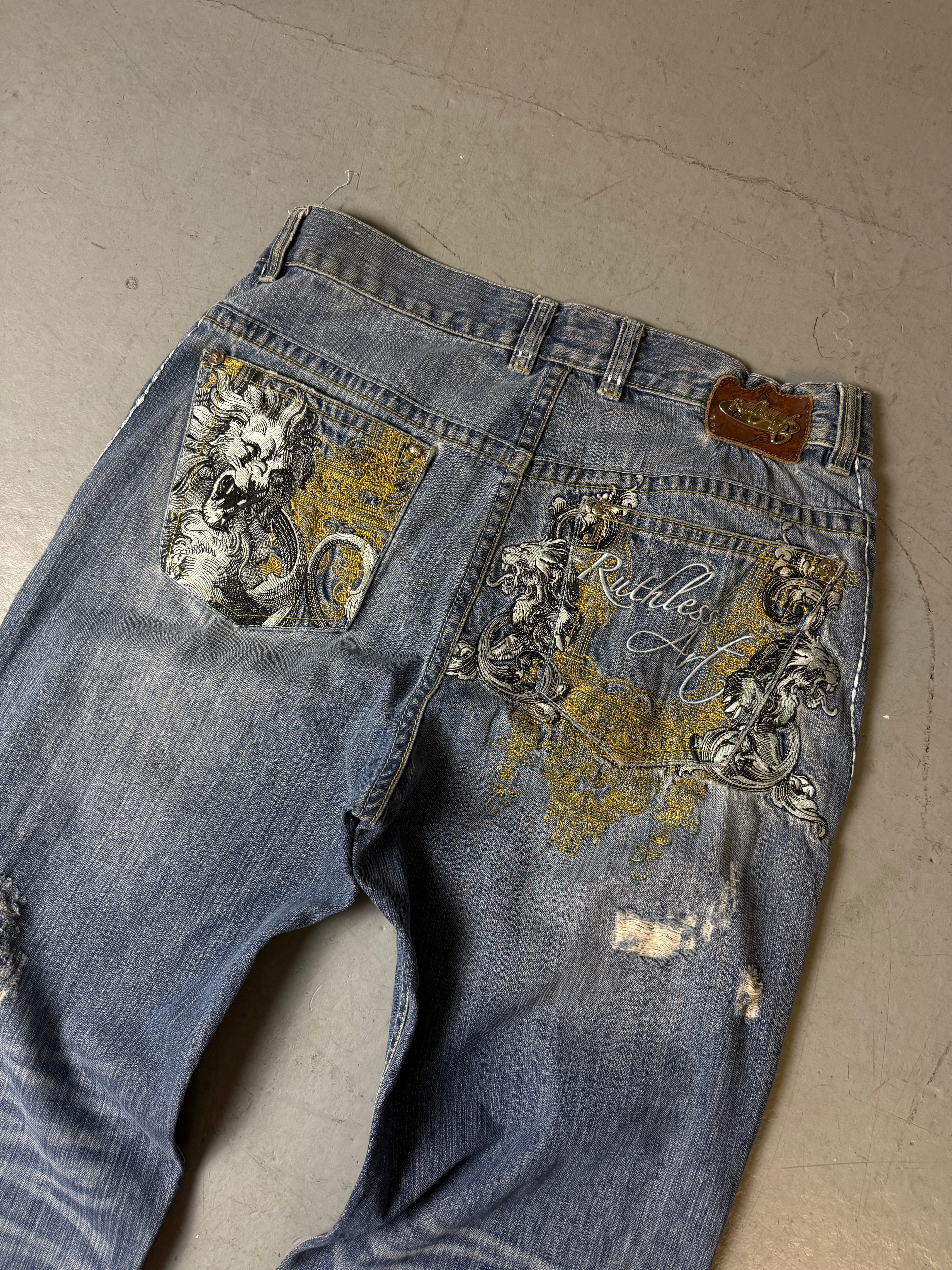 Detailbild von Vintage Ruthless Art Baggy Denim with Backprint XL von hinten 