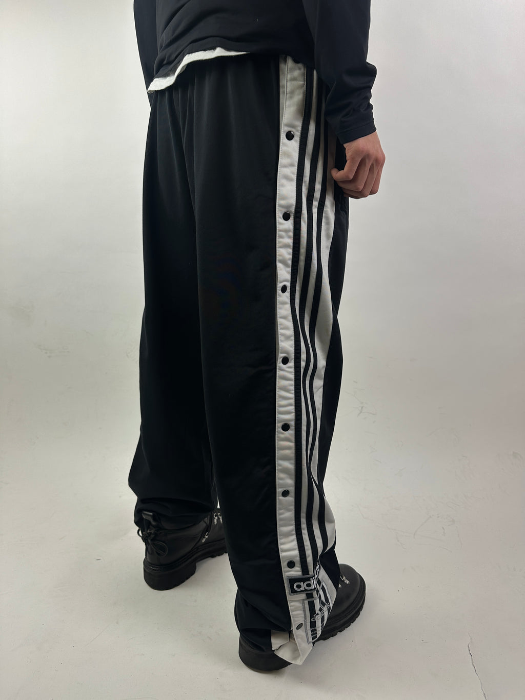 Vintage Adidas Black Side Buttons Track Pants L/XL