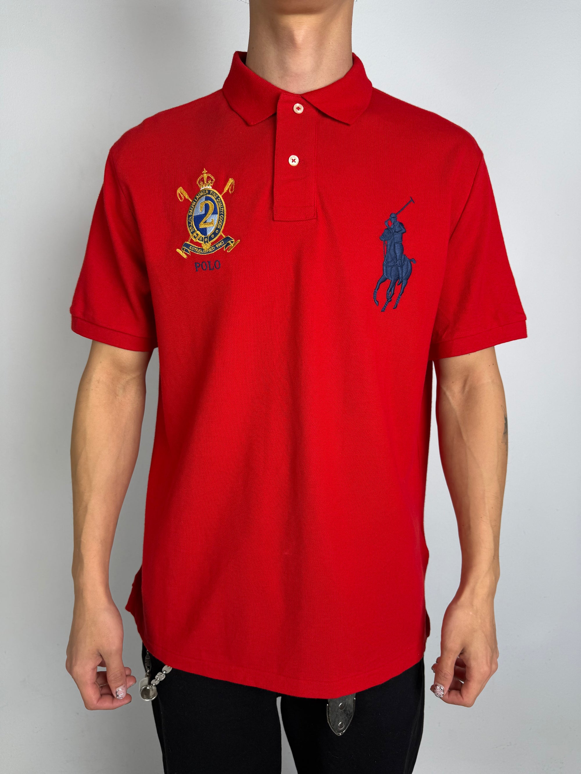 Vintage Ralph Lauren Red Big Pony Polo L