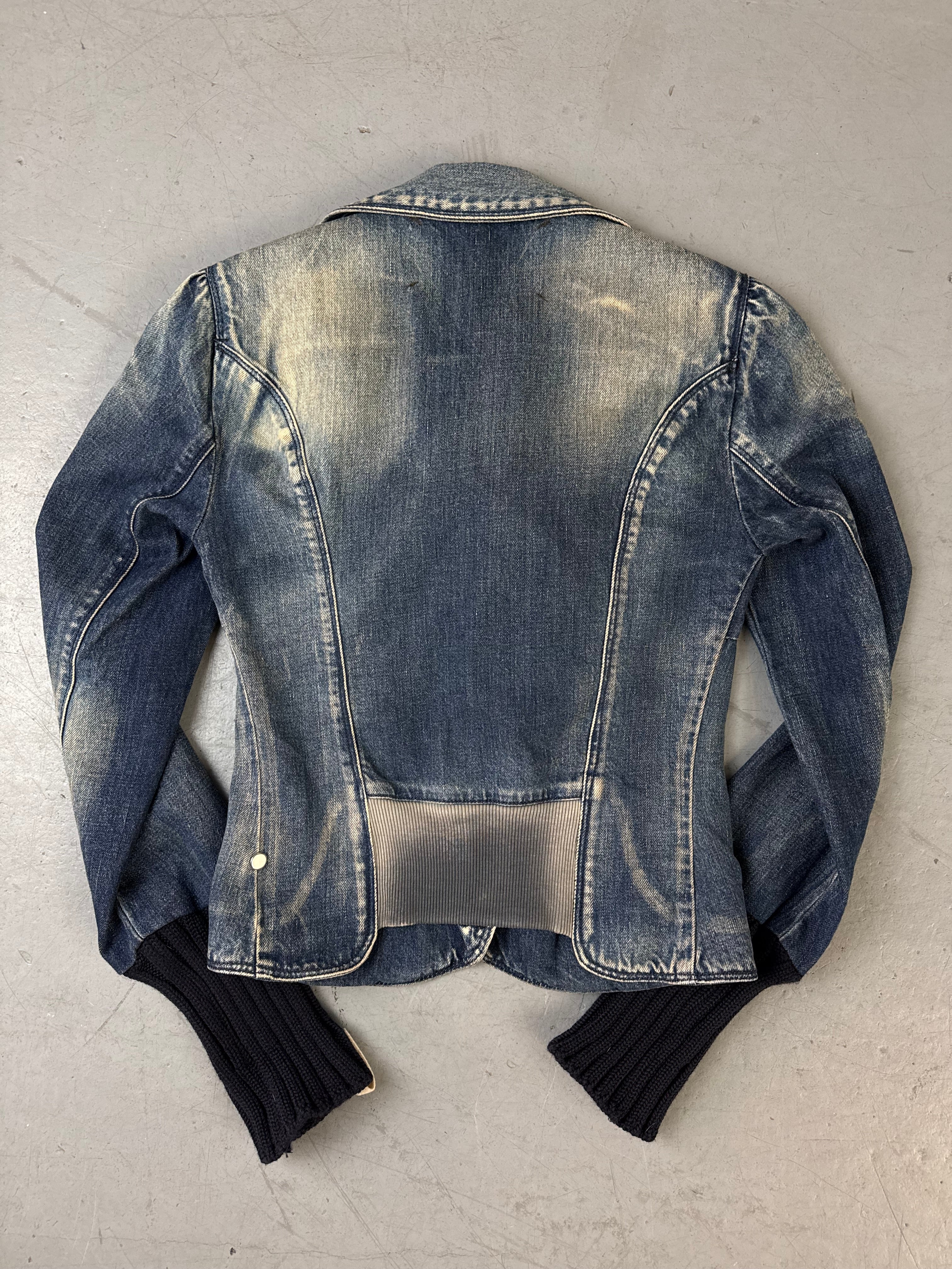 Vintage Killah Denim Jacket mit Stoff Details für Damen. Y2K Second Hand 2000s Fashion