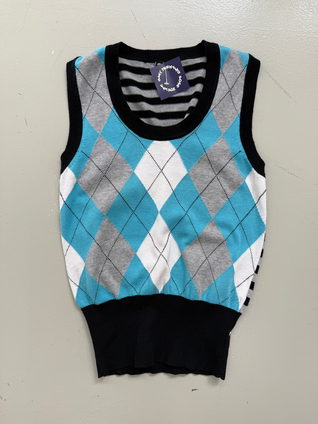 Vintage Checkered Pollunder Top M