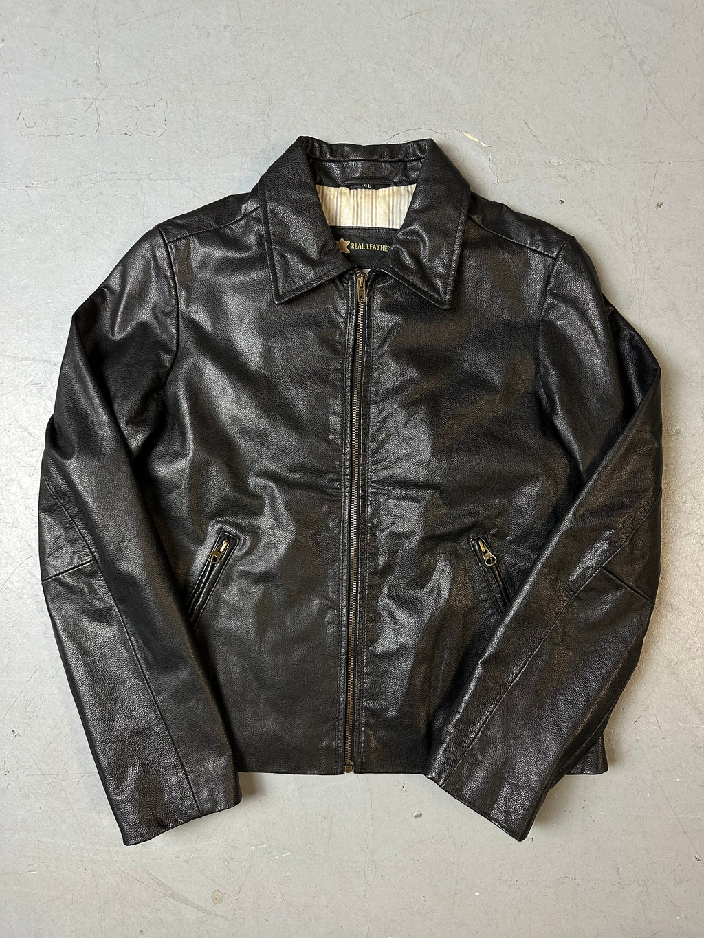 Vintage Black Real Leather Jacket S/M