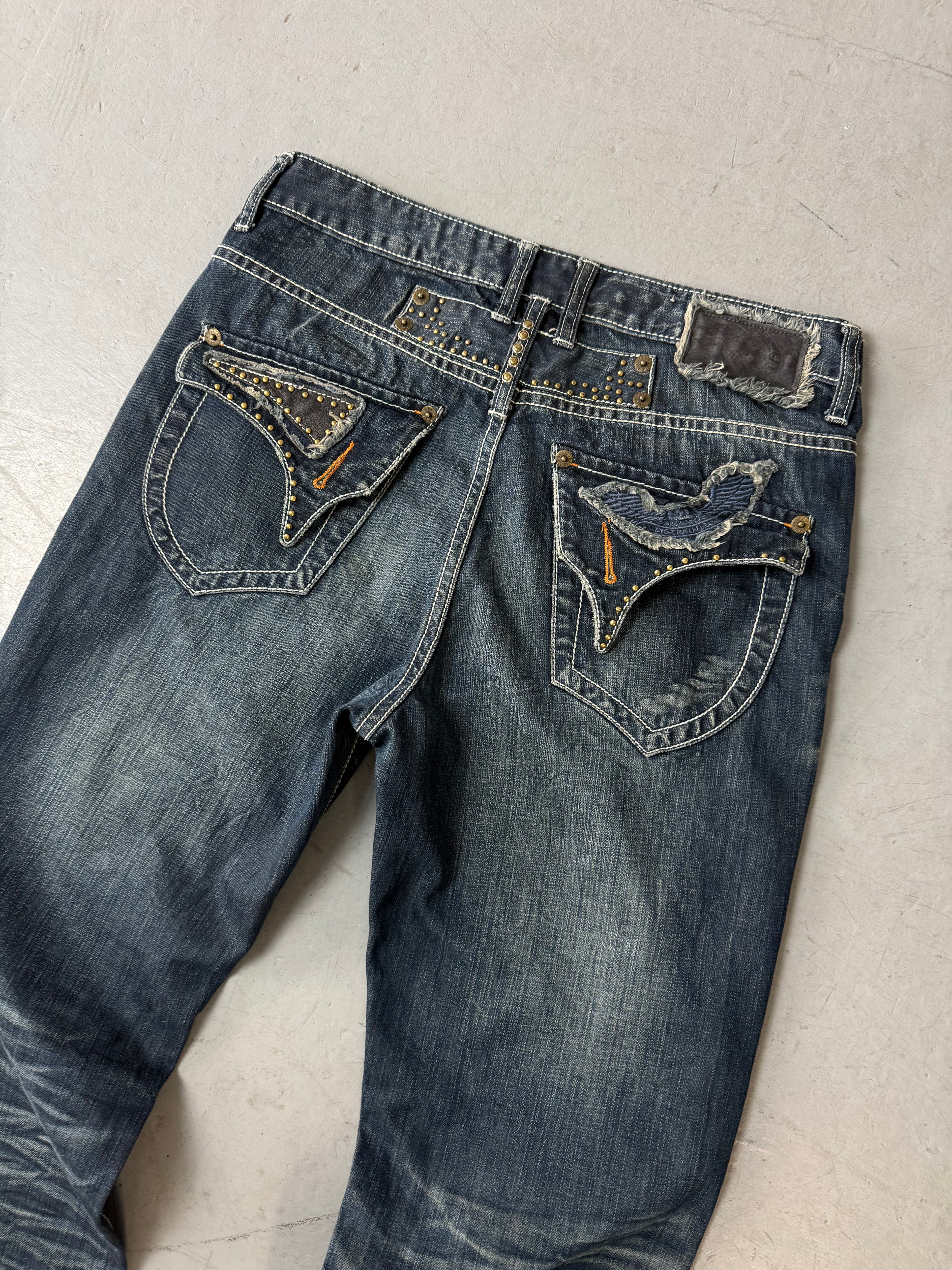 Vintage Big Train Japanische baggy Denimmfür Herren Y2K Second Hand Fashion