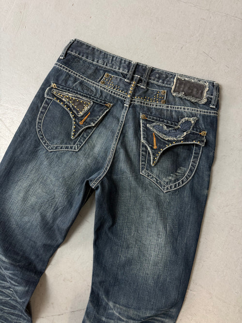 Vintage Big Train Japanische baggy Denimmfür Herren Y2K Second Hand Fashion