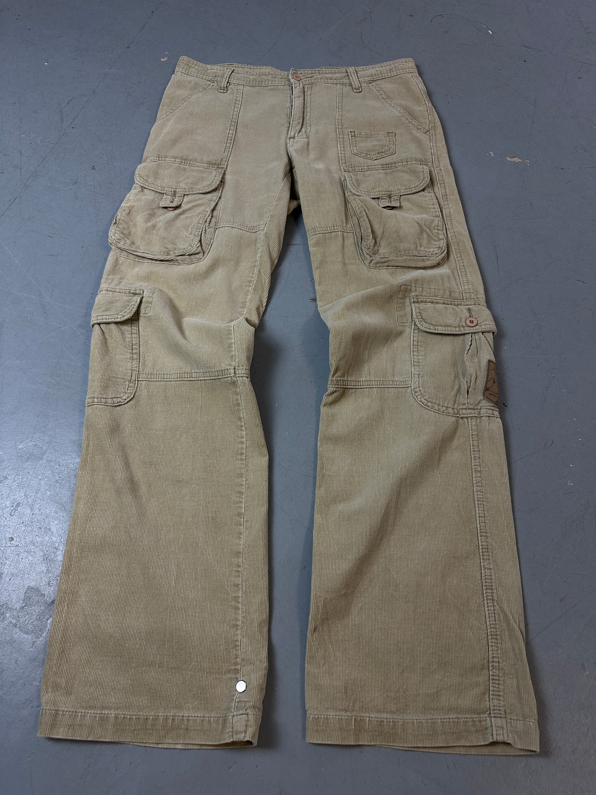 Vintage Beige Cord Cargo Pants M