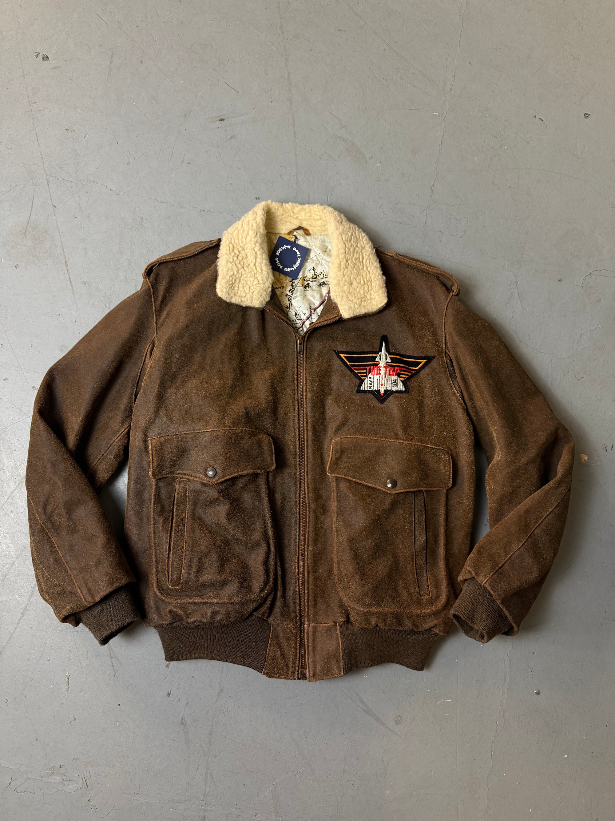 Produktbild von einer Vintage Heavy Brown Leather Jacket von vorne