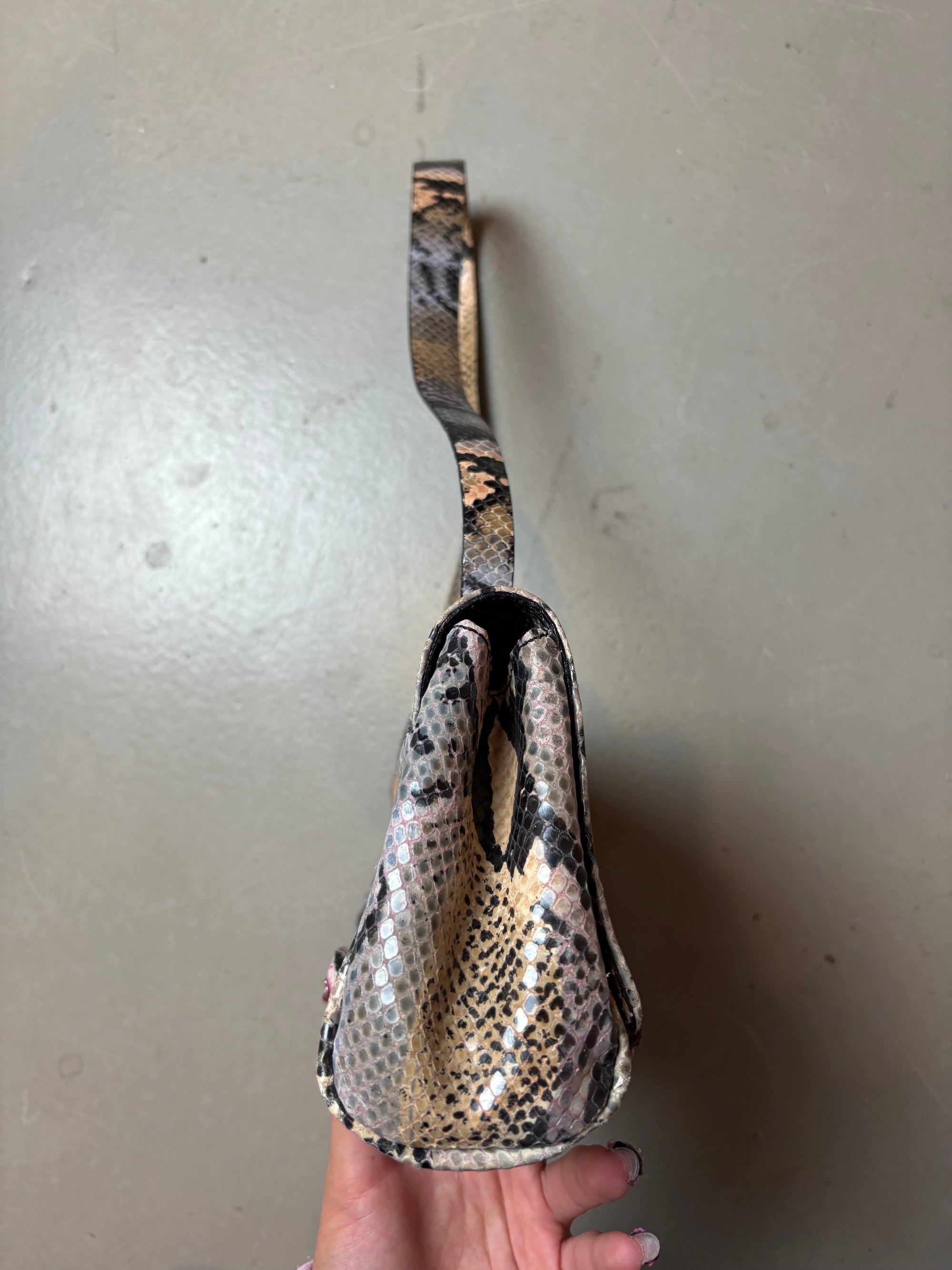 Vintage Coccinelle Snake Optic Baguette Bag