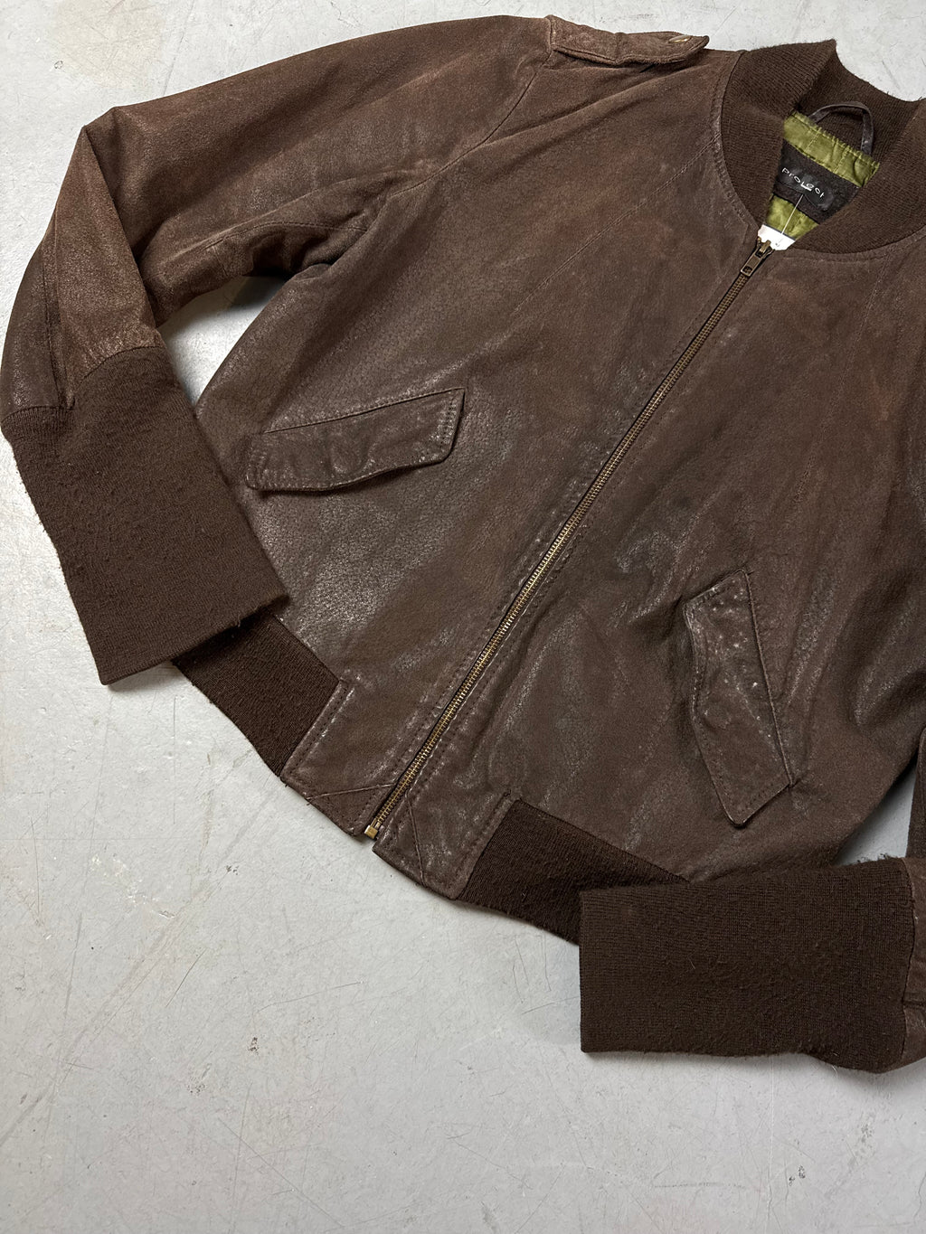 Detailliertes Produktbild Vintage Brown Wild Leather Jacket S von vorne 