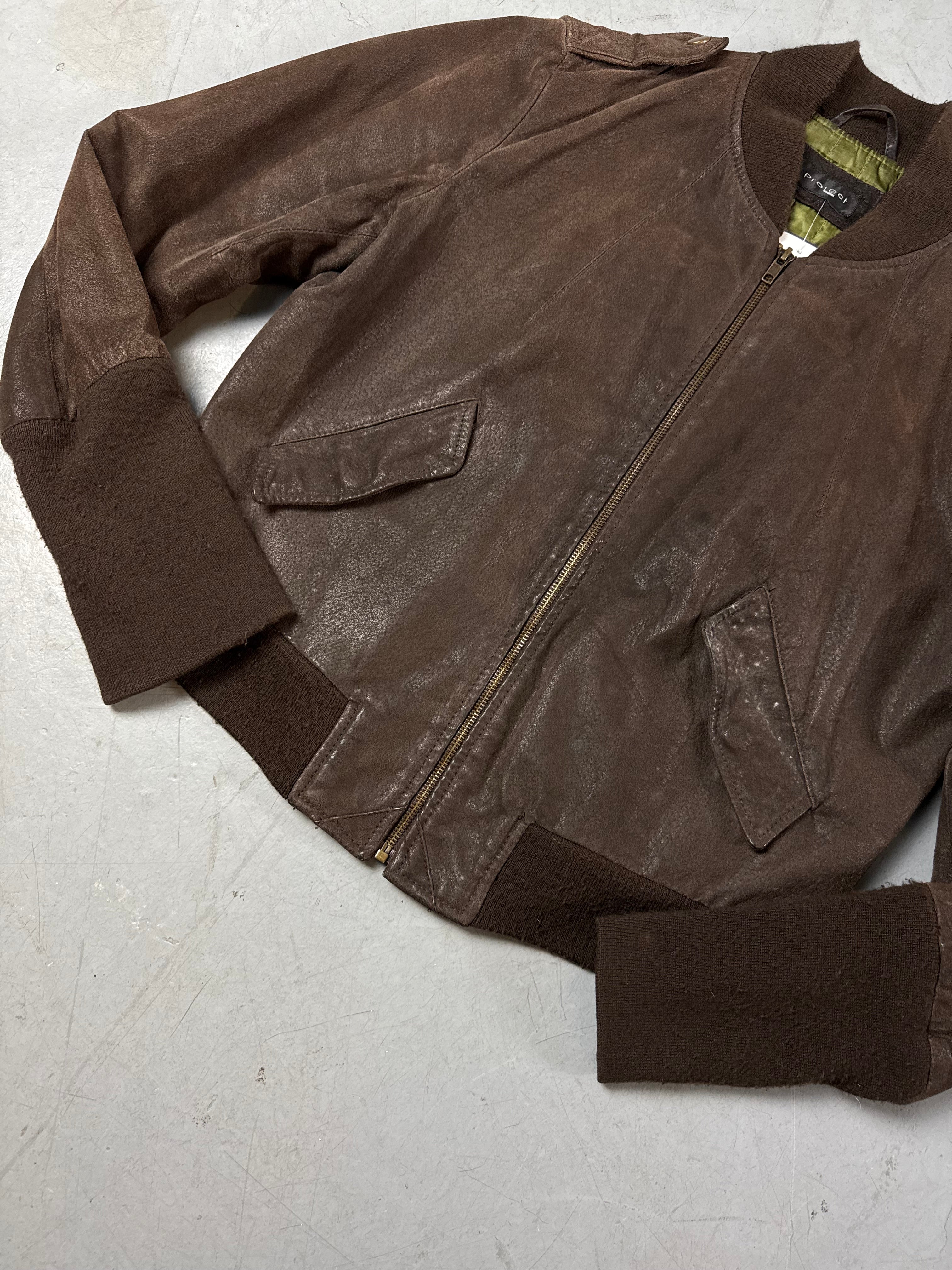 Detailliertes Produktbild Vintage Brown Wild Leather Jacket S von vorne 