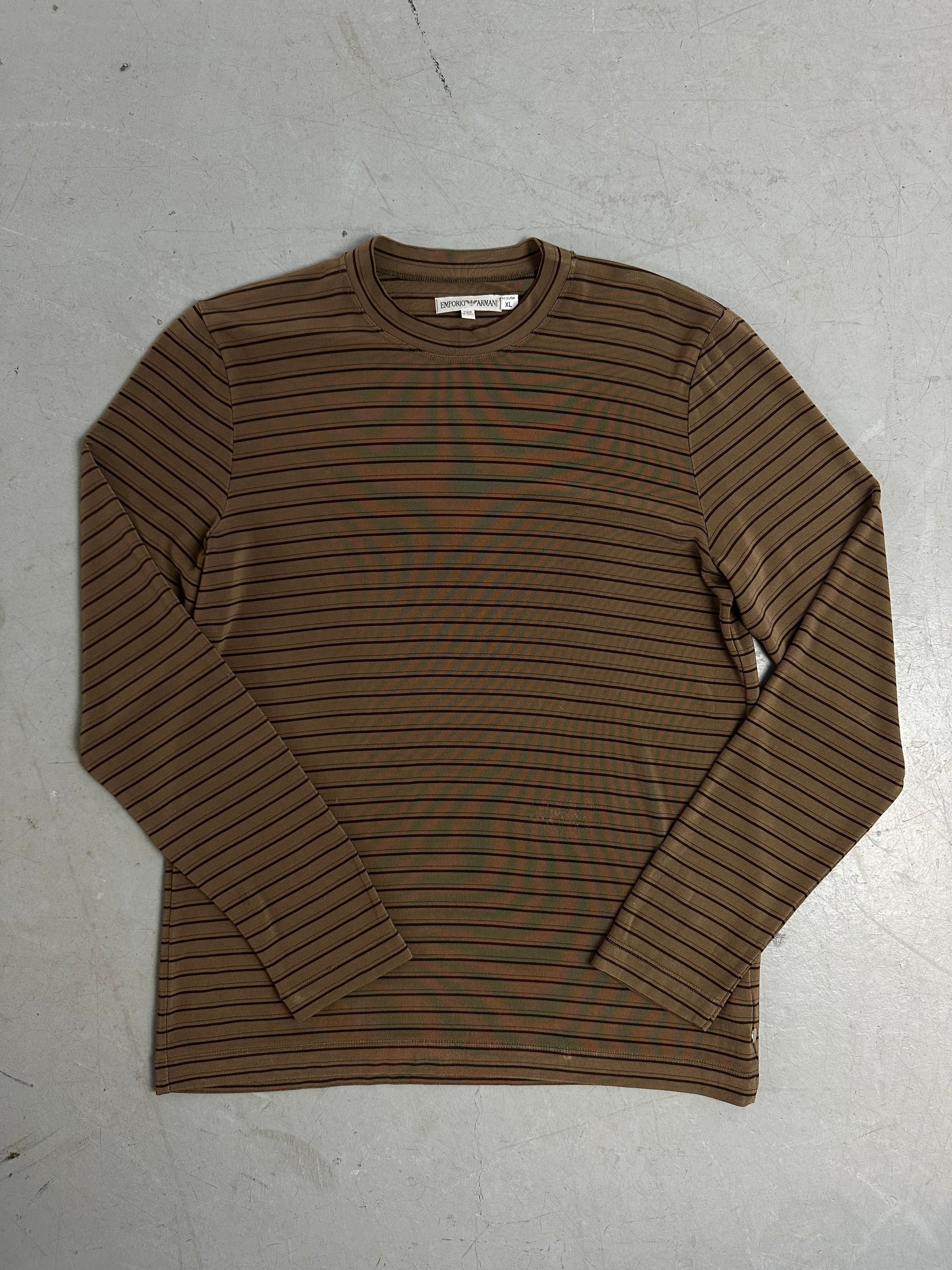 Vintage Emporio Armani Brown Striped Longsleeve L