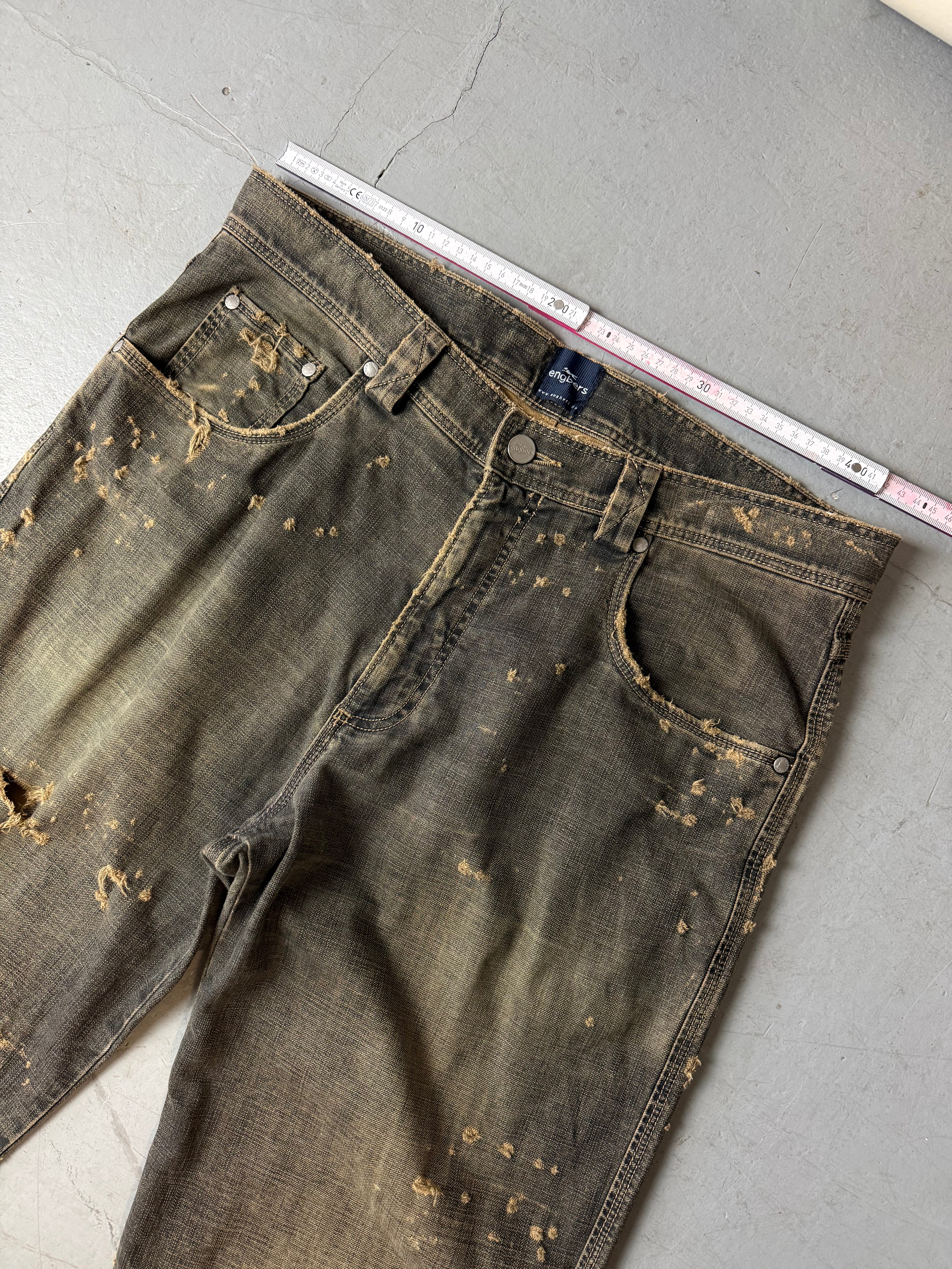 Vintage Engbers Grey Washed Ripped Jeans für Herren. Y2K Second Hand 2000s Fashion