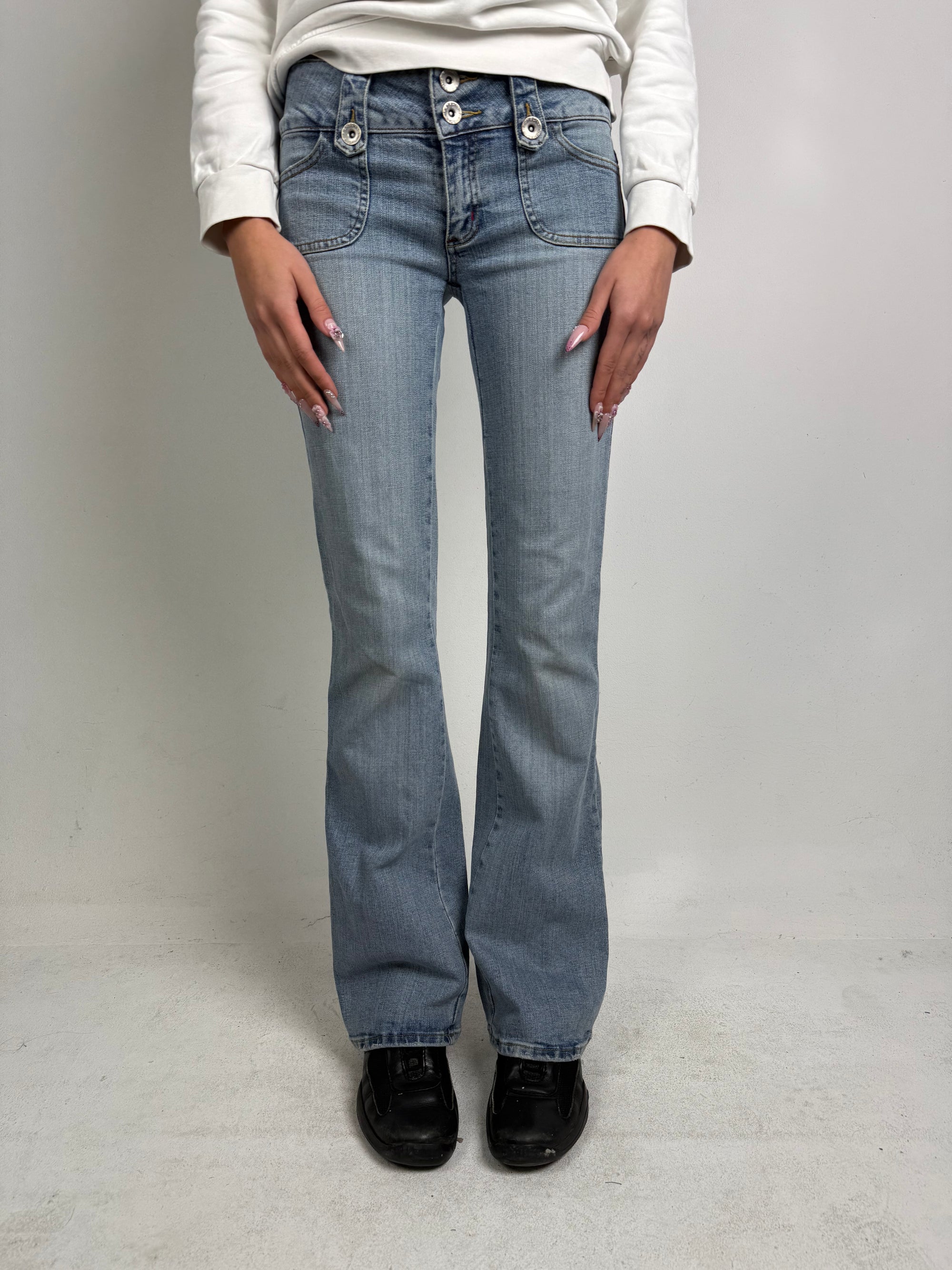 Vintage Fishbone Light Blue Low Waist Jeans S/M