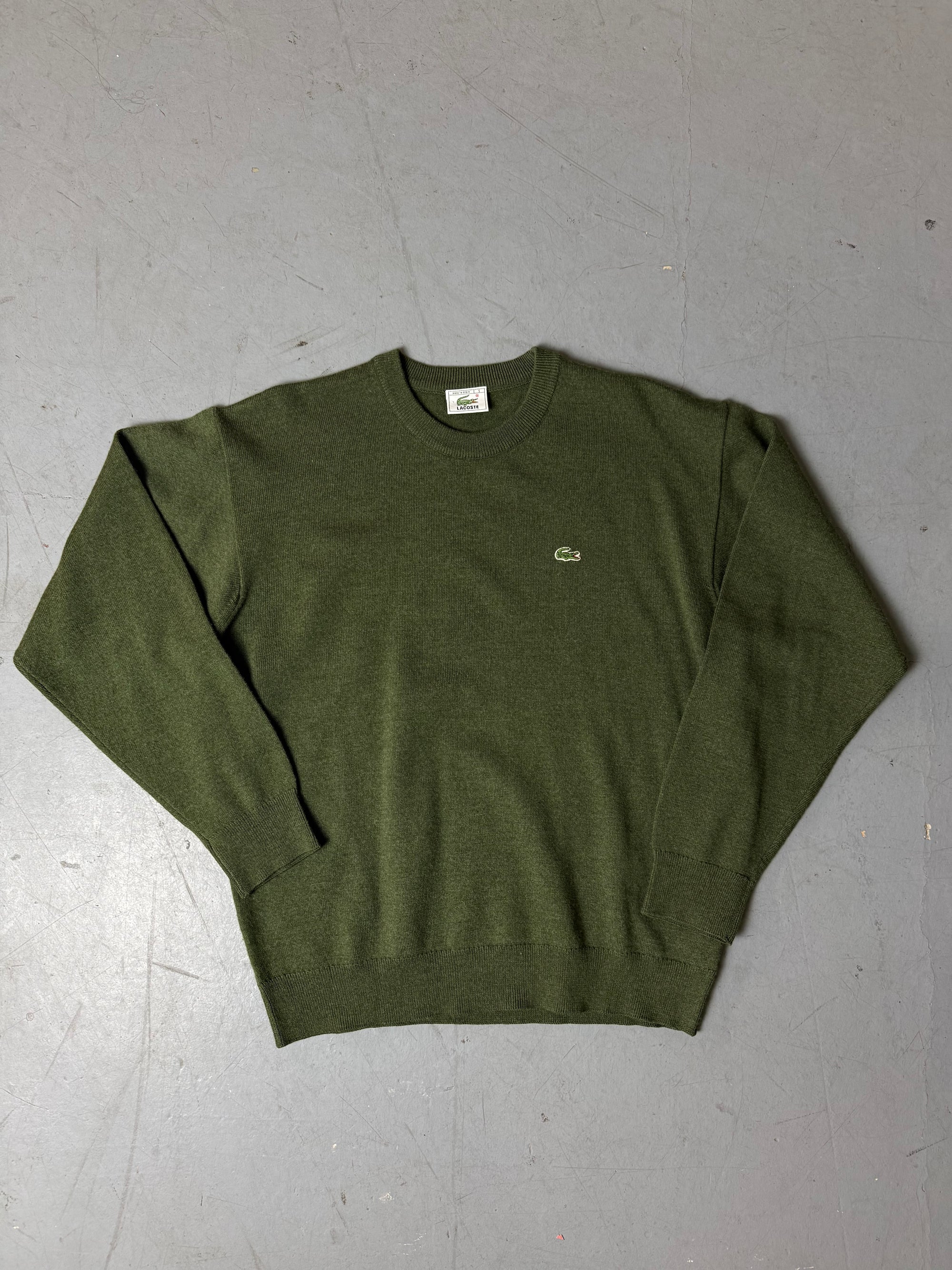 Produktbild von einem Vintage Lacoste Green Knit Sweater von vorne
