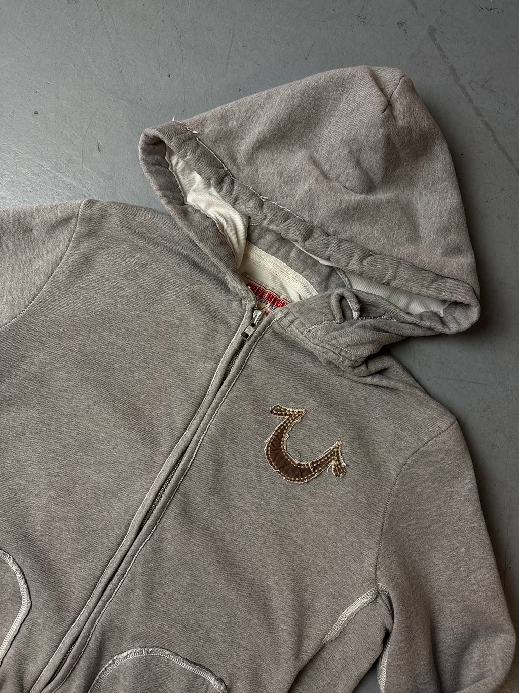 Vintage True Religion Grey Zip Up Hoodie M