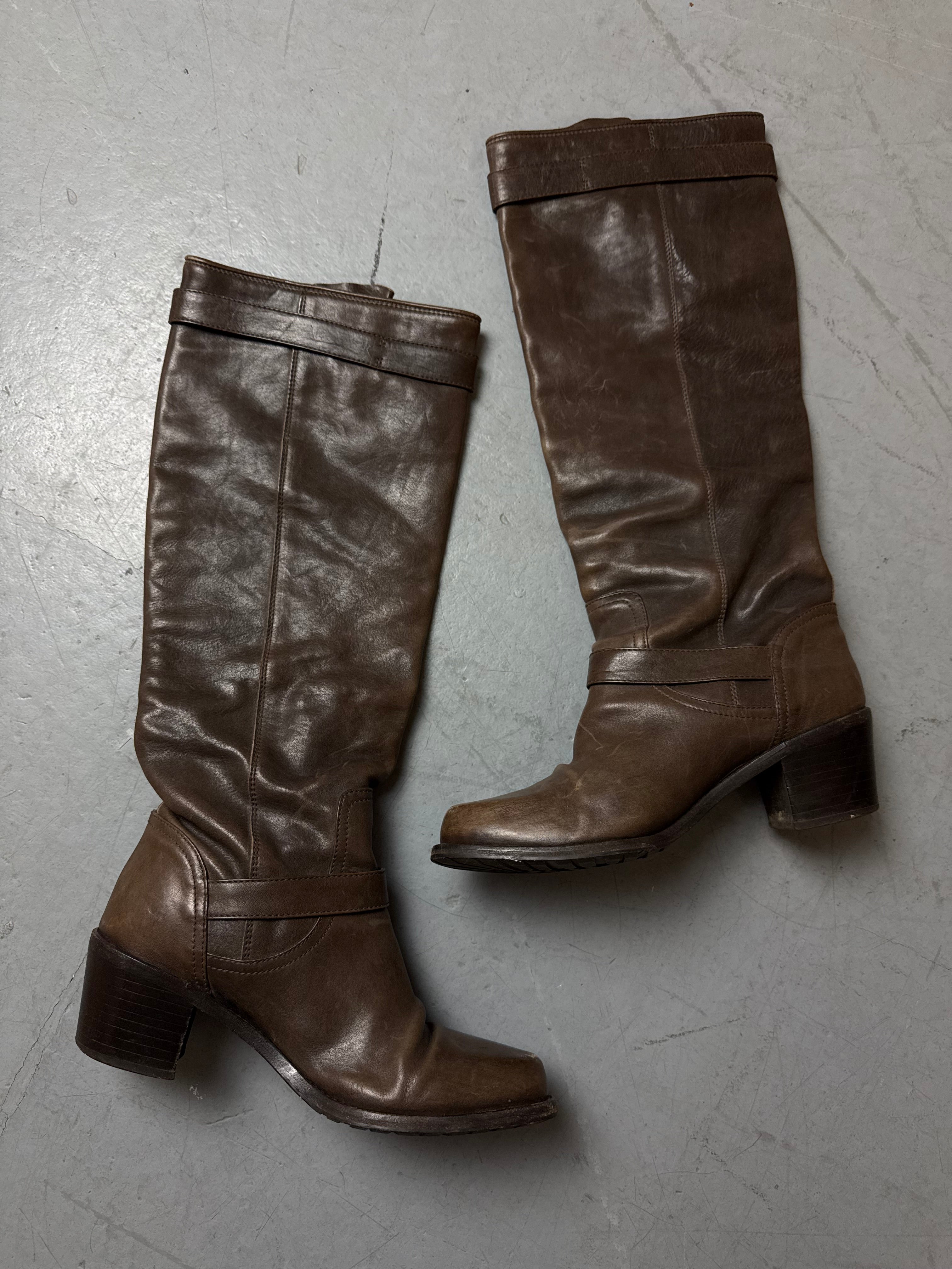 Vintage Italian Brown Leather Boots 39