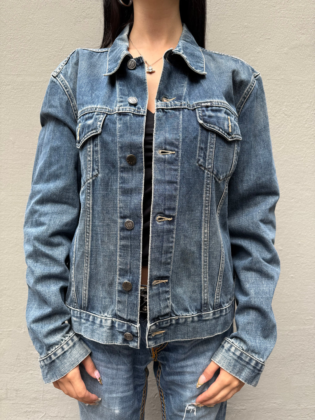 Vintage GAS Blue Washed Denim Jacket XL